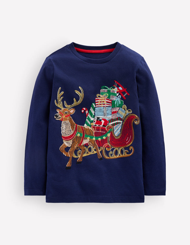 Glow Superstitch T-shirt-Christmas Sleigh