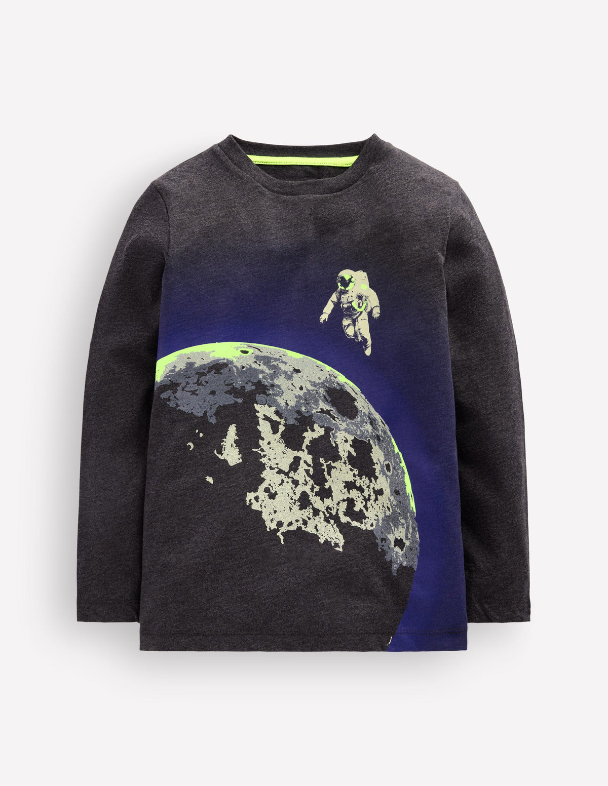 Long Sleeve Glow T-shirt-Charcoal Marl Moon - Image 1