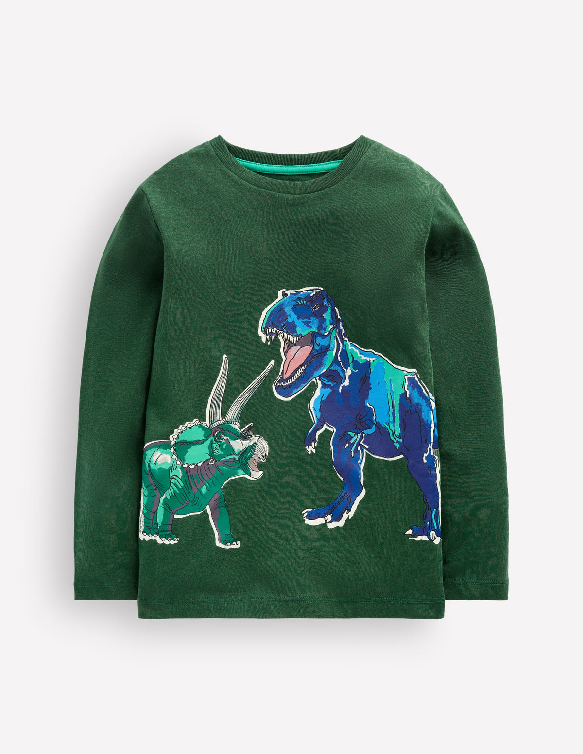 Long Sleeve Glow T-shirt-Hunter Green Dinos - Image 1
