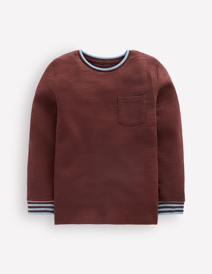 Cosy Mid-weight T-shirt-Woodland Brown / Glacier Blue
