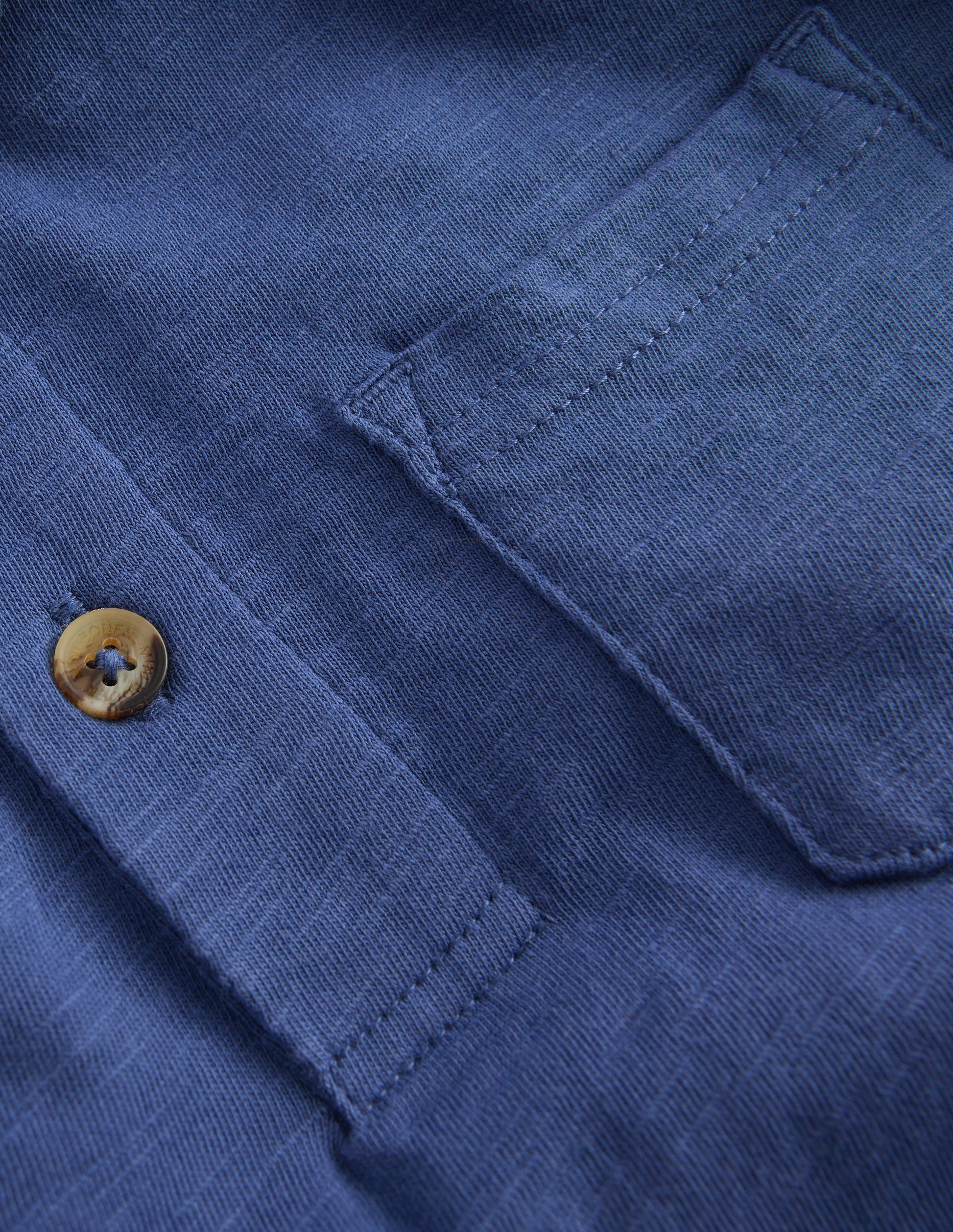 Long Sleeve Slub Polo-Denim Blue-3