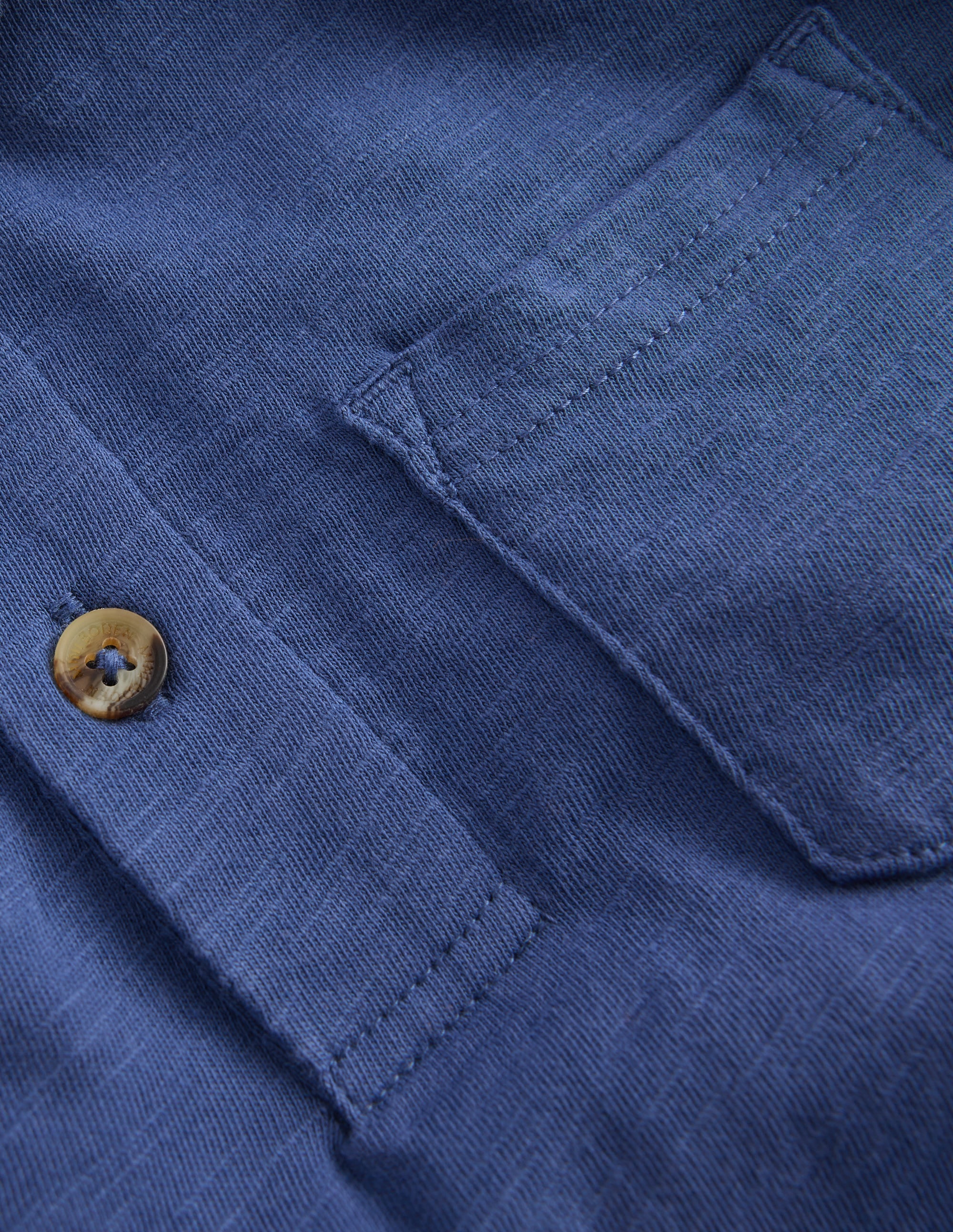 Long Sleeve Slub Polo-Denim Blue - Image 3