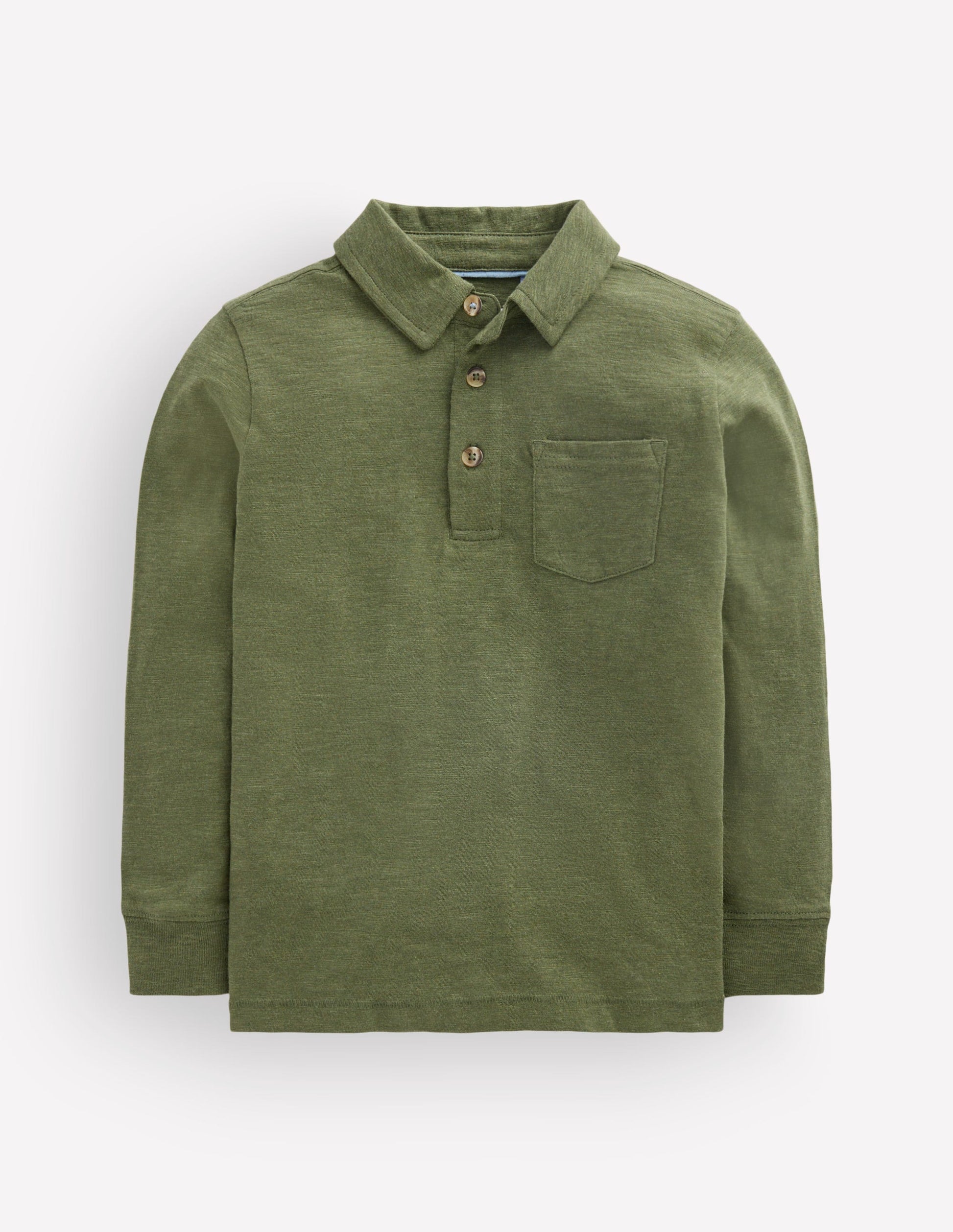Long Sleeve Slub Polo-Green Marl-1