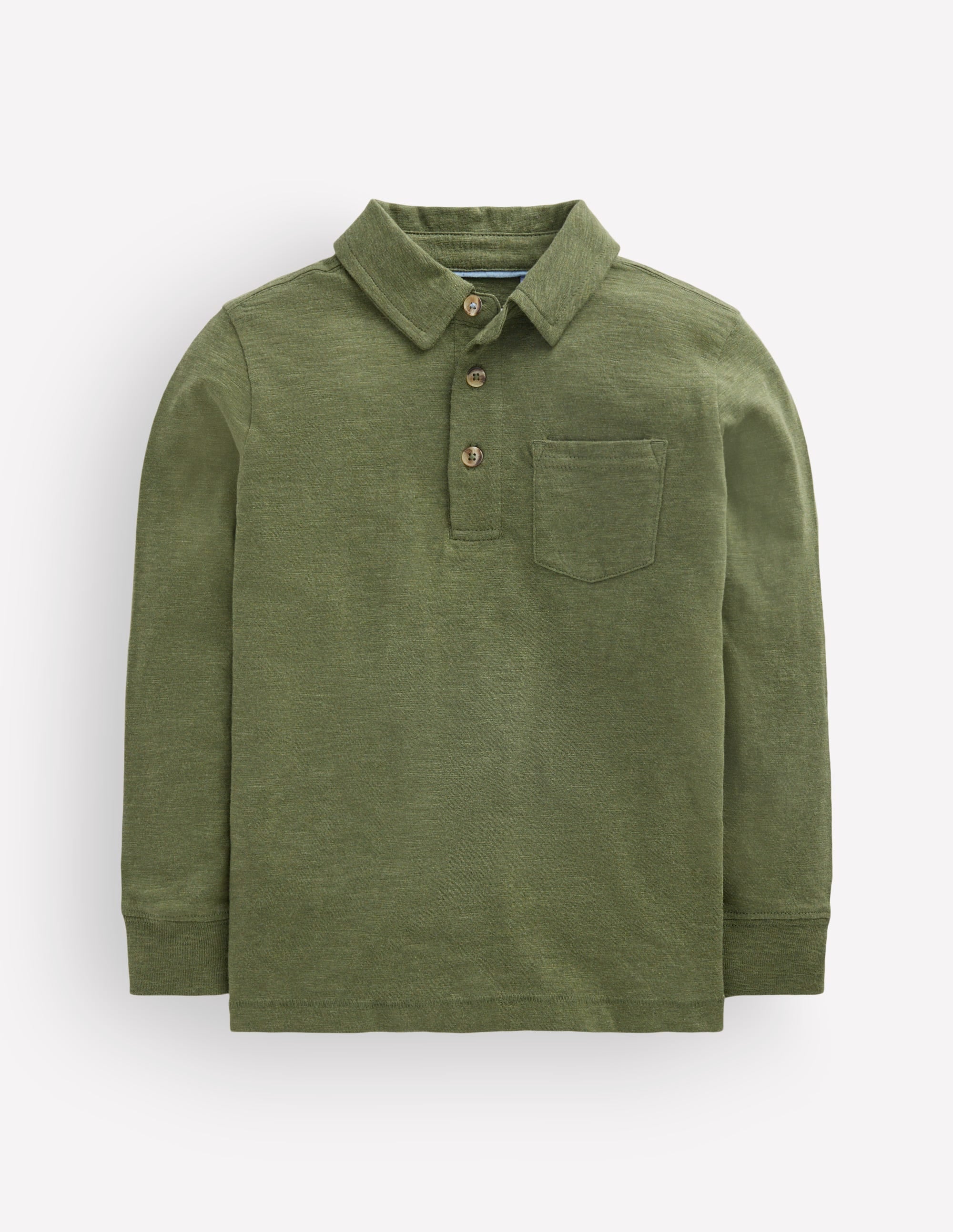 Long Sleeve Slub Polo-Green Marl - Image 1