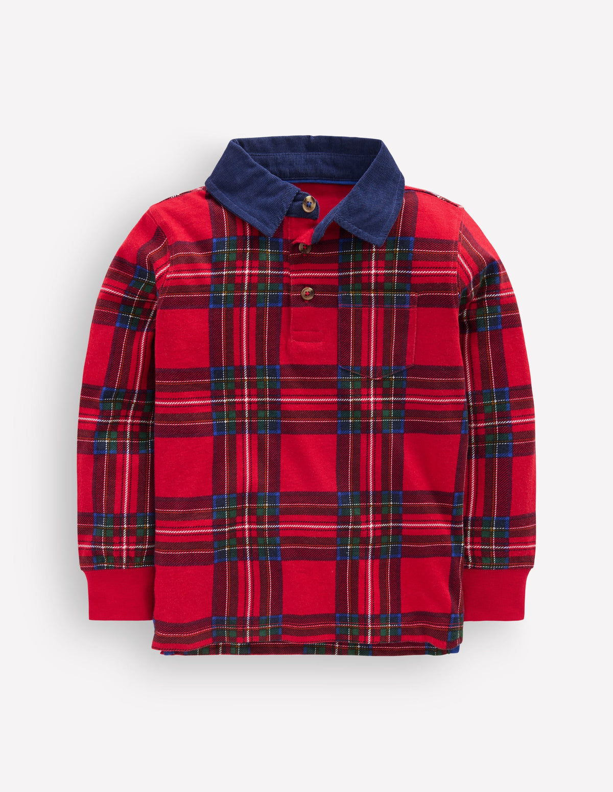 Long Sleeve Smart Polo Shirt-RED BRAND CHECK-1