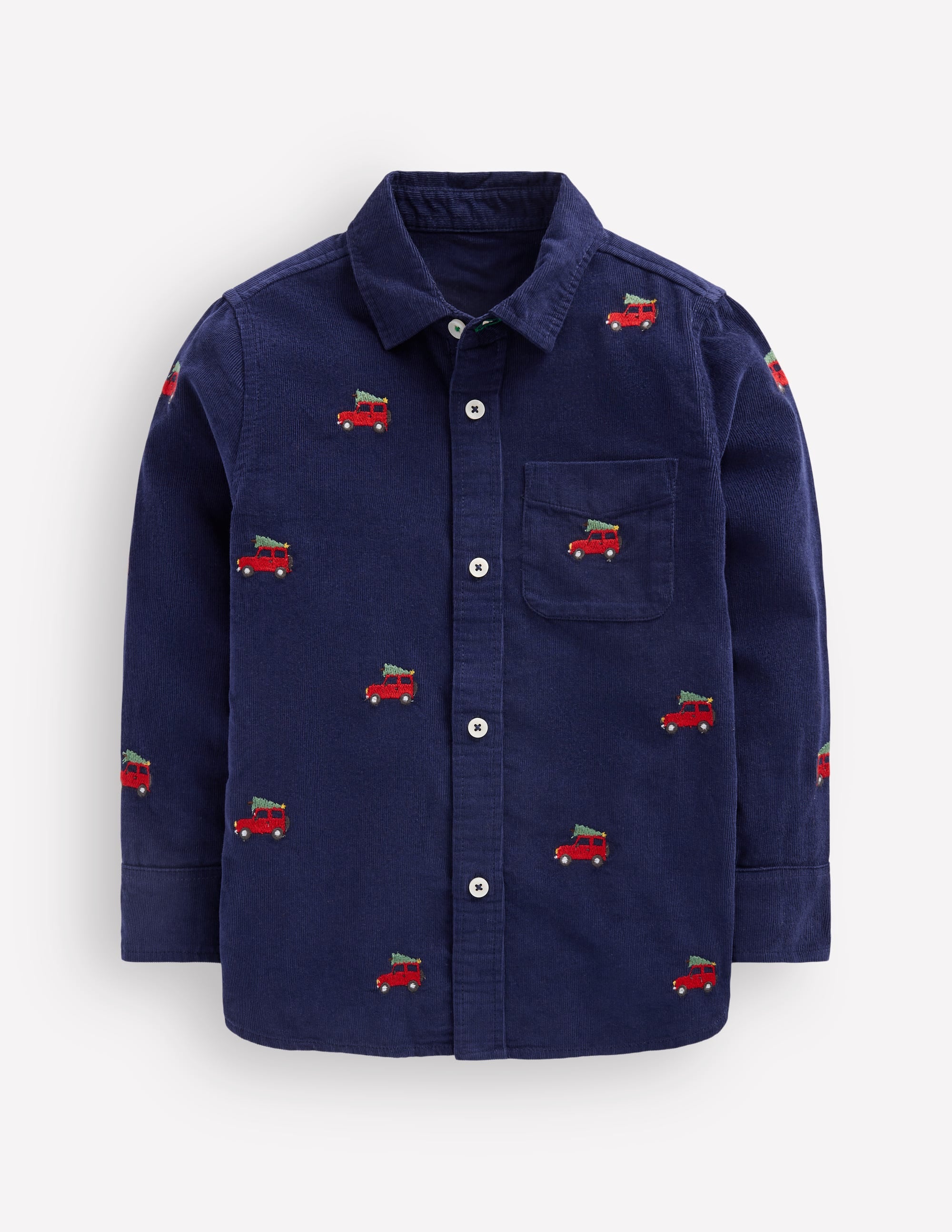 Embroidered Corduroy Shirt - College Navy | Boden USA