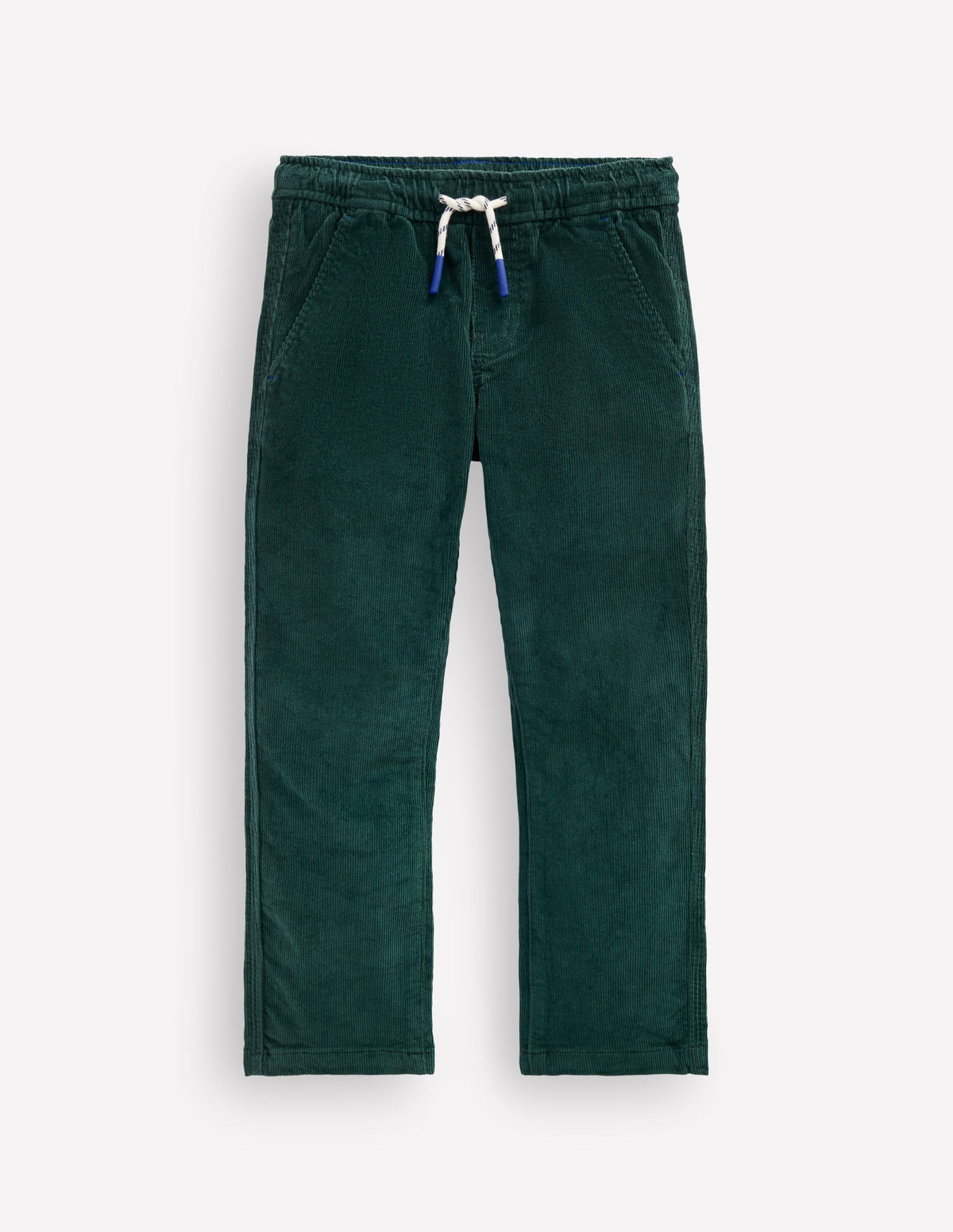 Slim Pull-on Pants-Dark Green Cord-1