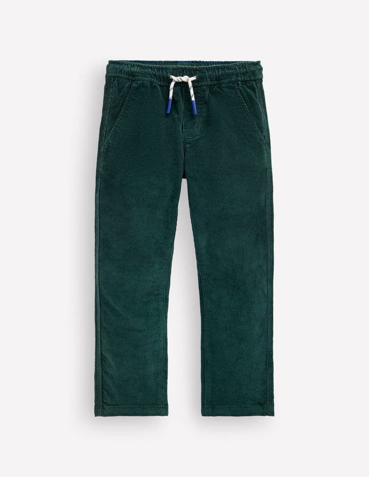 Slim Pull-on Pants-Dark Green Cord