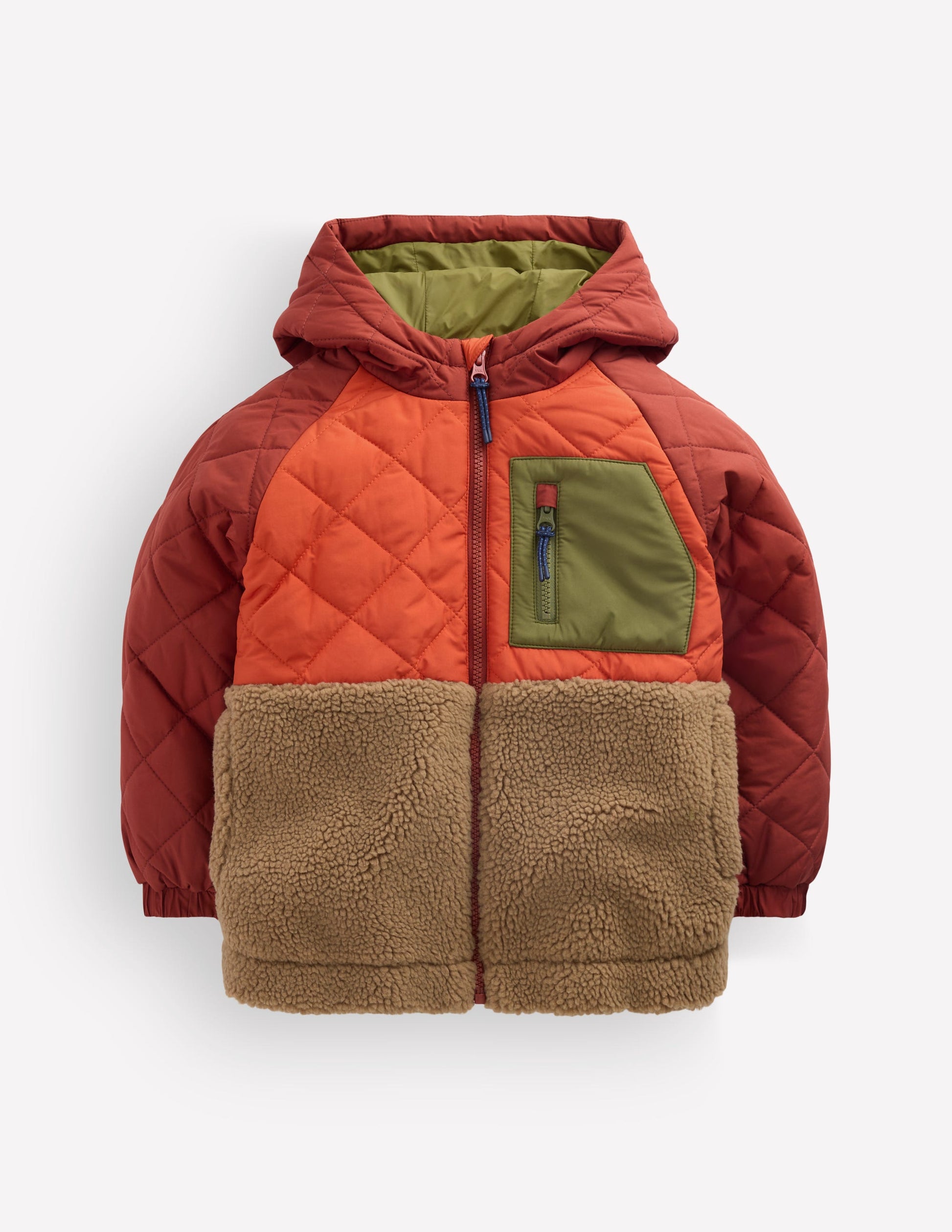 Quilted Borg Jacket-Rust Mix-1