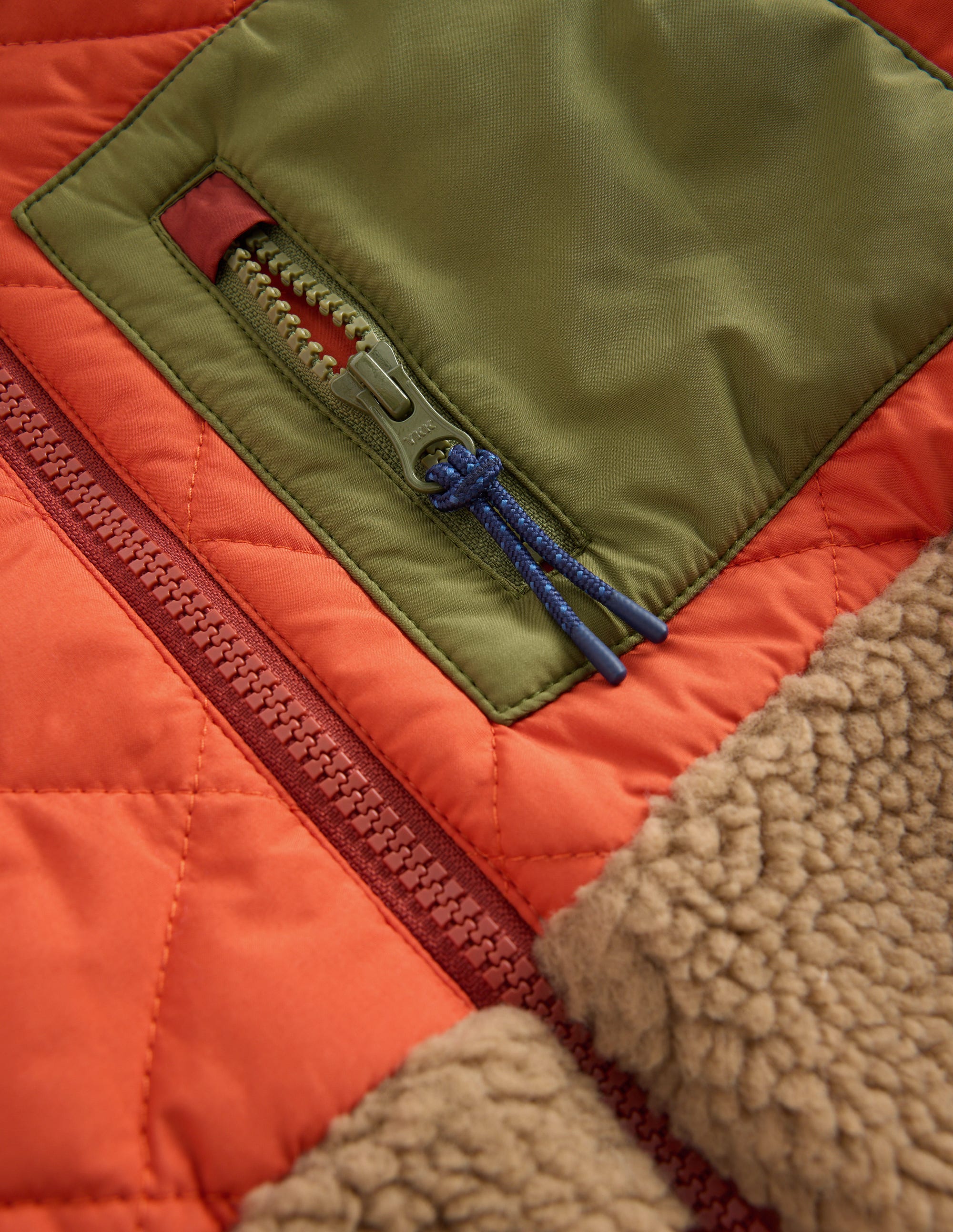 Quilted Borg Jacket-Rust Mix - Image 3