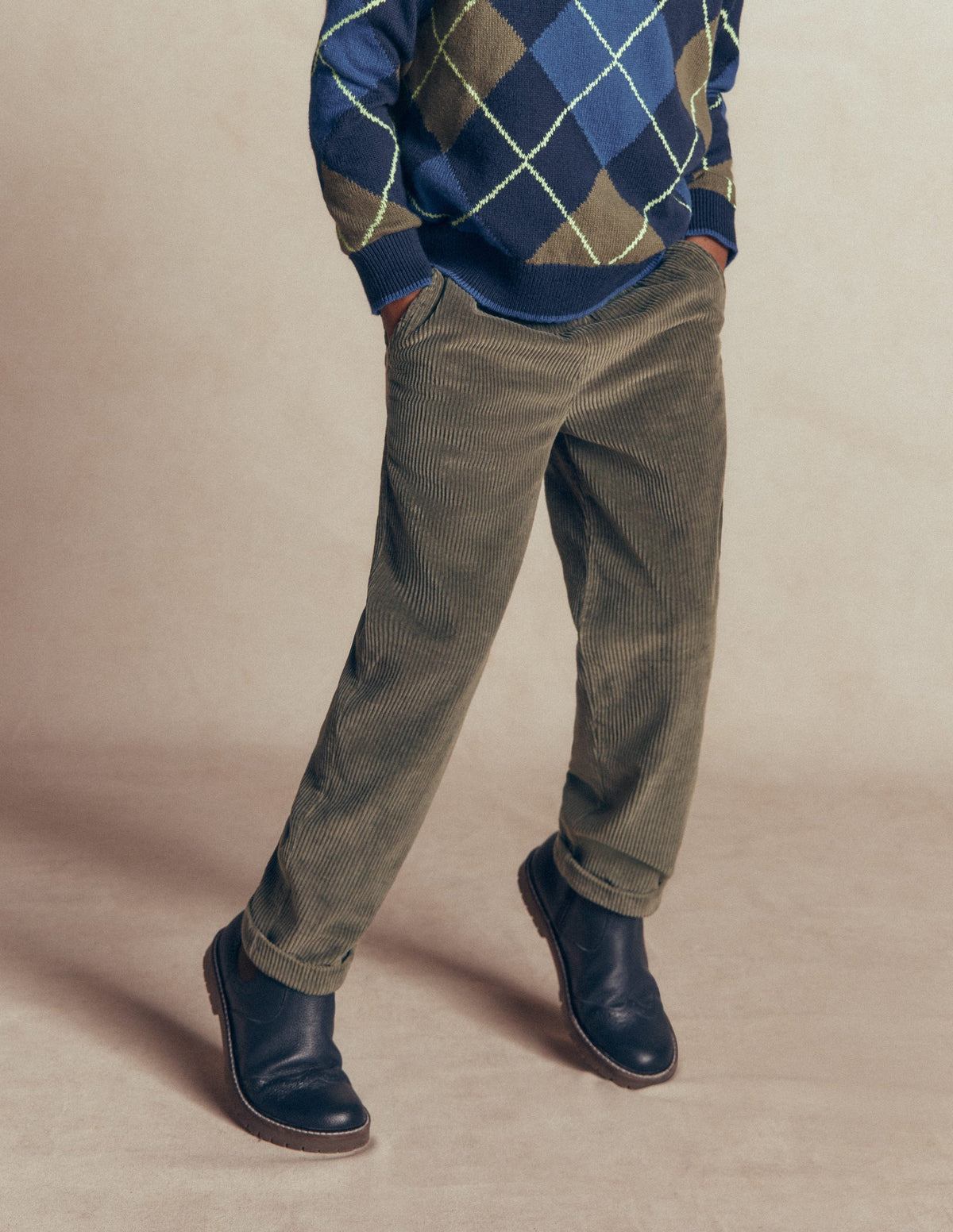 Straight Cord Trousers-Bungee Cord - Image 1