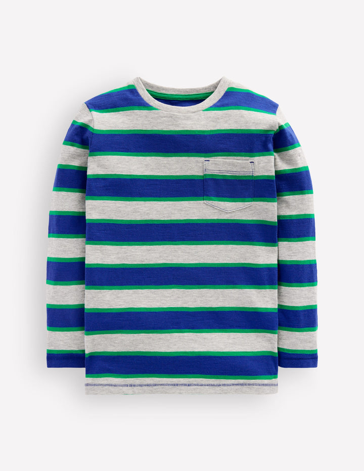 Everyday Long Sleeve T-Shirt-Grey Marl/Blue/Green