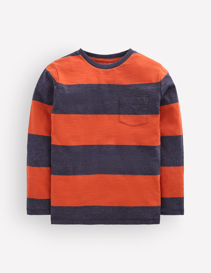 Everyday Long Sleeve T-Shirt-Conker Brown / Navy Marl