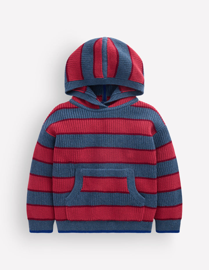 Chunky Cotton Hoodie-Denim Blue Stripe