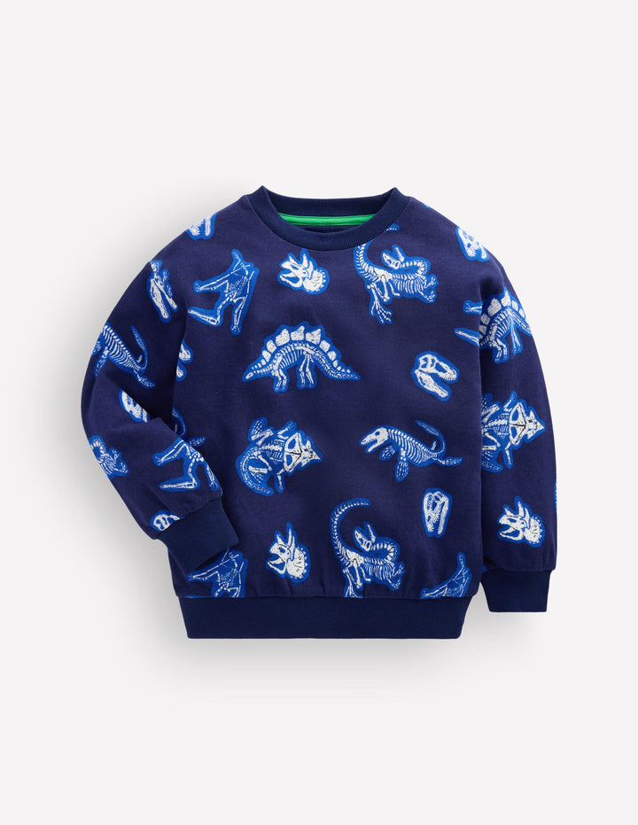 Glow Printed Sweatshirt-College Navy Dino