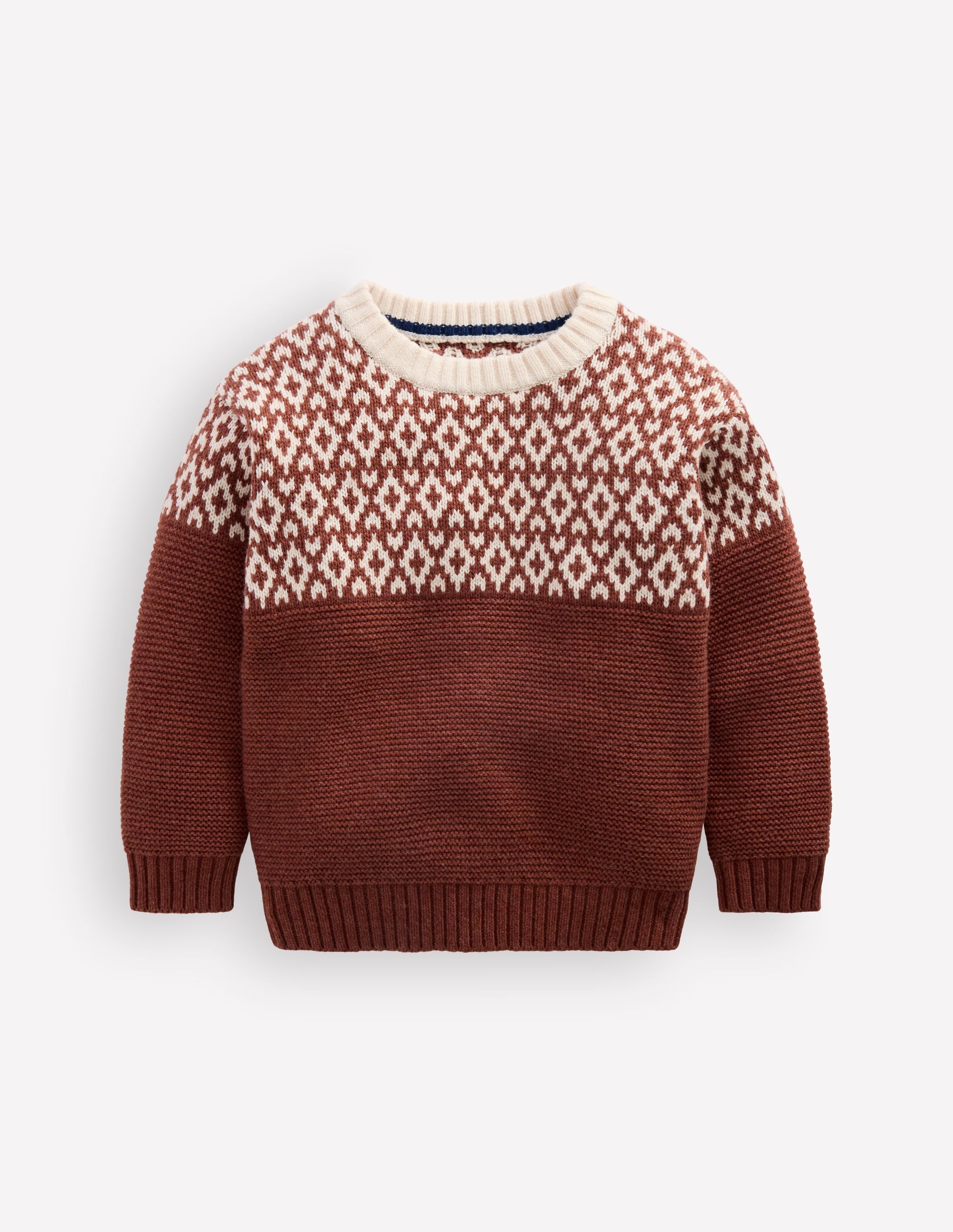 Relaxed Fair Isle Jumper-Auburn Melange - Image 2