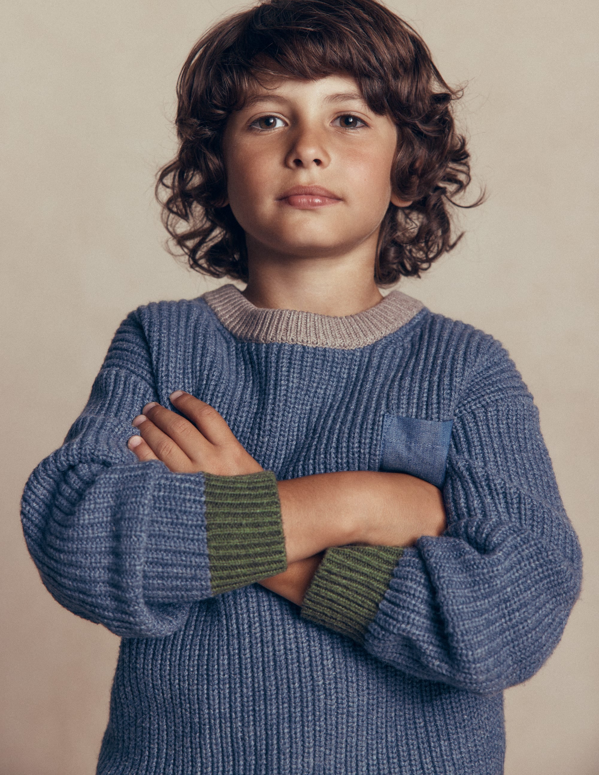 Contrast Pocket Jumper-Navy Melange - Image 1