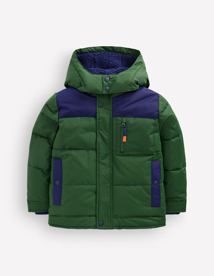 Borg Lined Puffer Coat-Brunswick Green