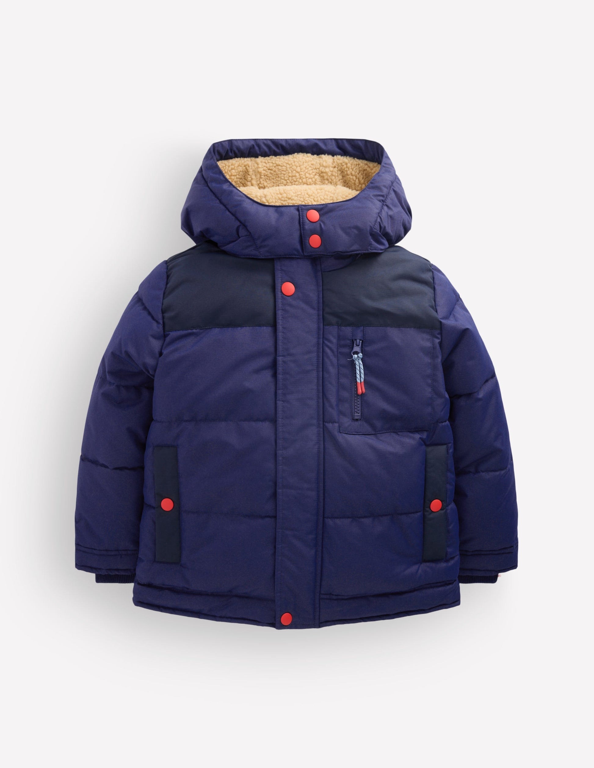 Borg Lined Puffer Coat-College Navy-6