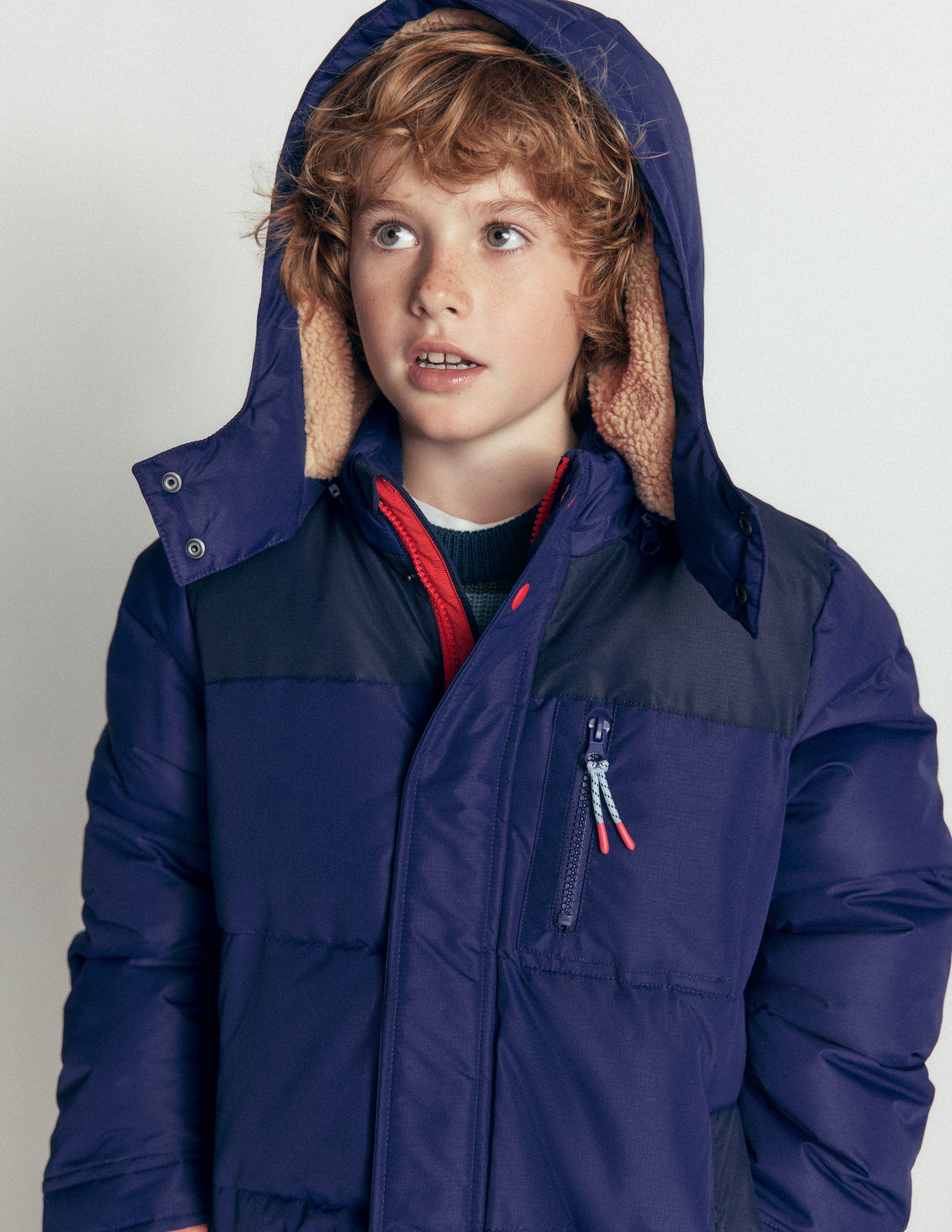 Borg Lined Puffer Coat-College Navy-2