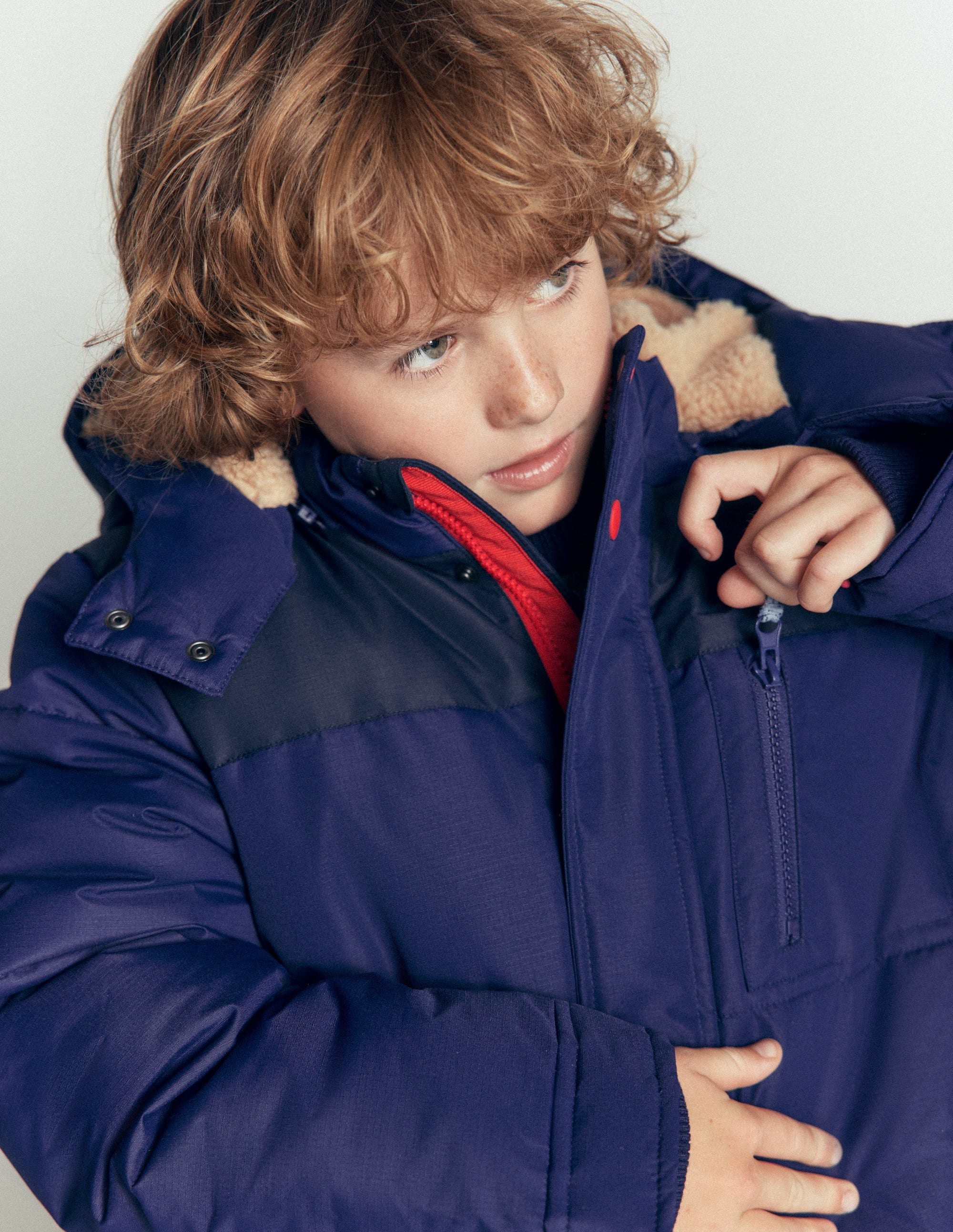 Borg Lined Puffer Coat - College Navy | Boden USA