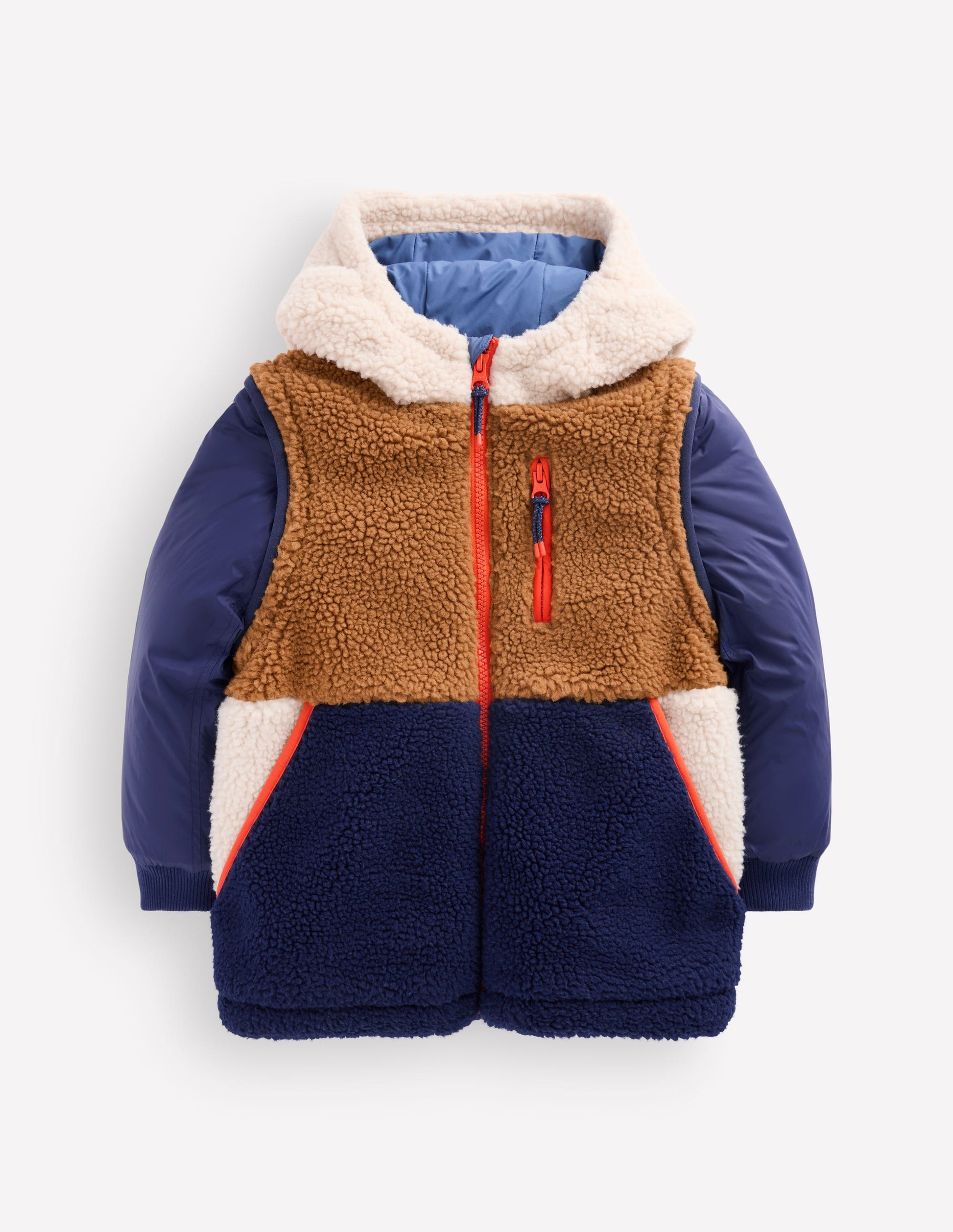 2-in-1 Borg Mix Panel Jacket-Navy-1