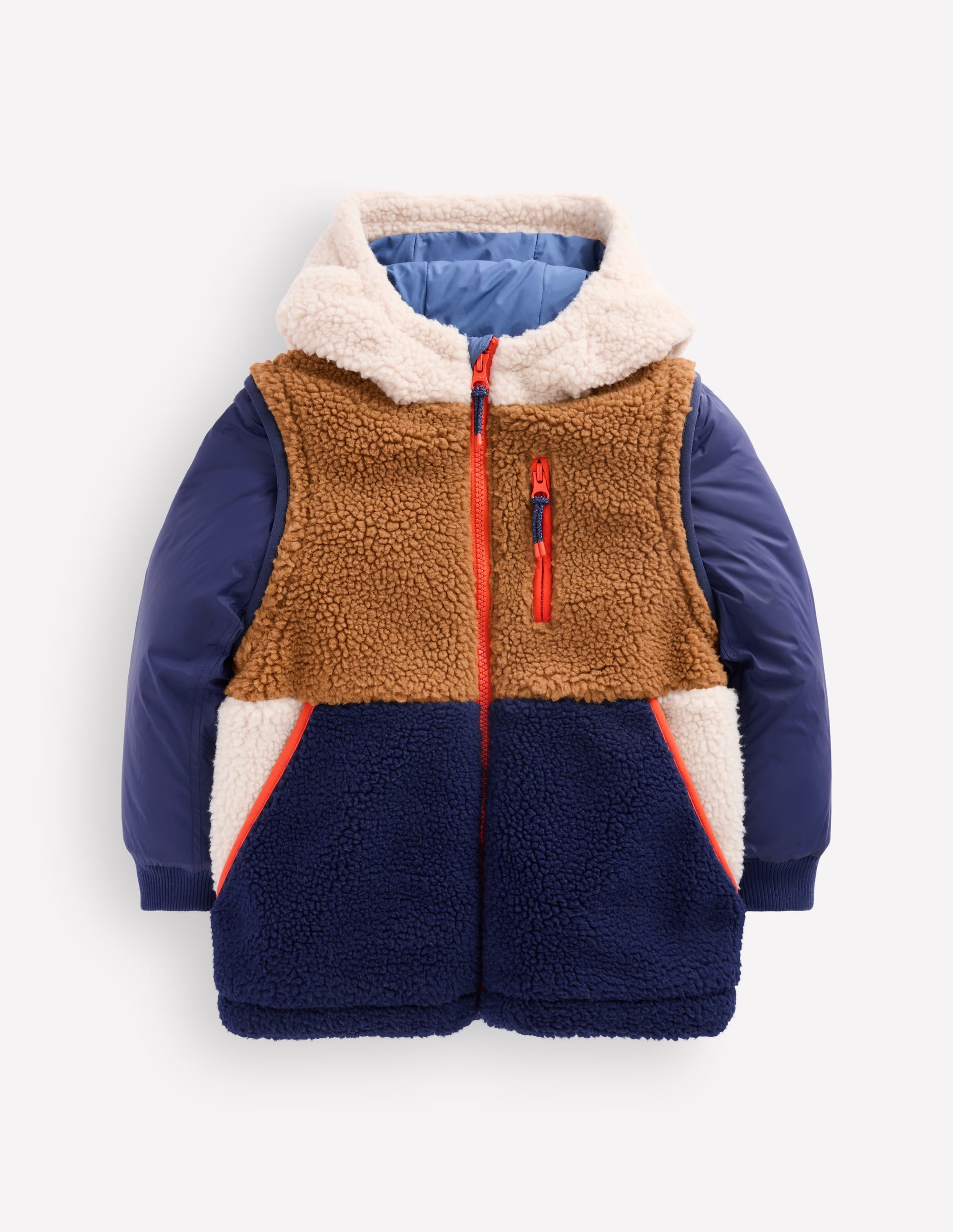 2-in-1 Borg Mix Panel Jacket-Navy - Image 1