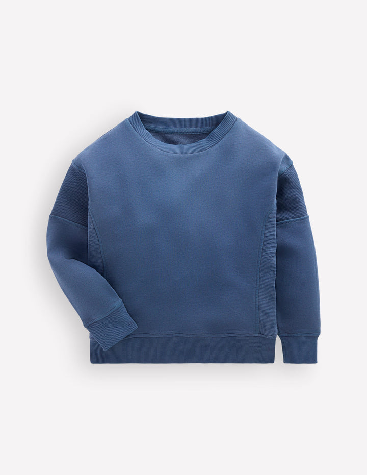 Garment Dye Waffle Mix Sweater-Denim Blue