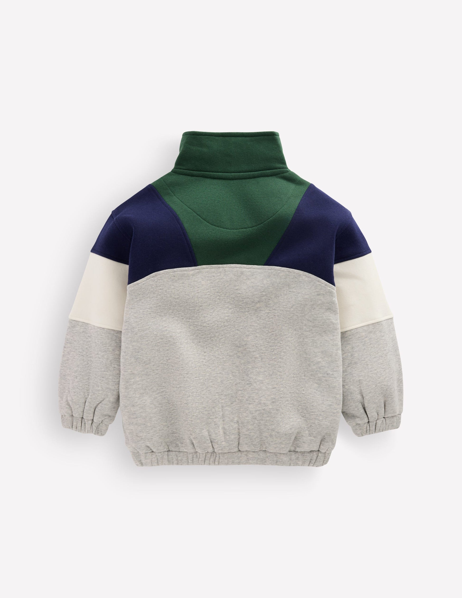 Half-zip Sweatshirt-Grey Marl Colourblock-2