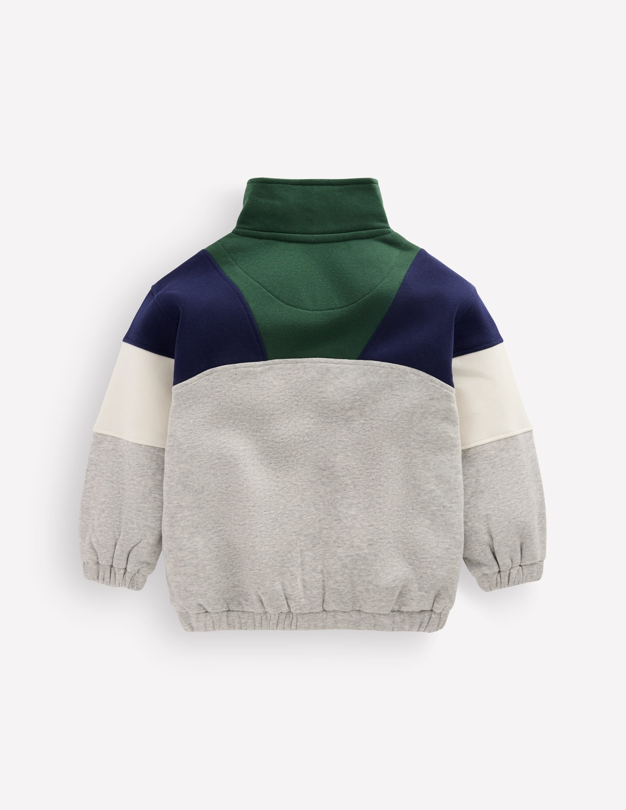 Half-zip Sweatshirt-Grey Marl Colourblock - Image 2