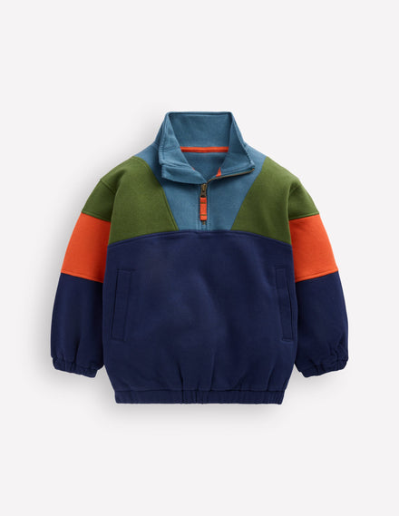 Half-zip Sweatshirt-Brunswick Green Colourblock