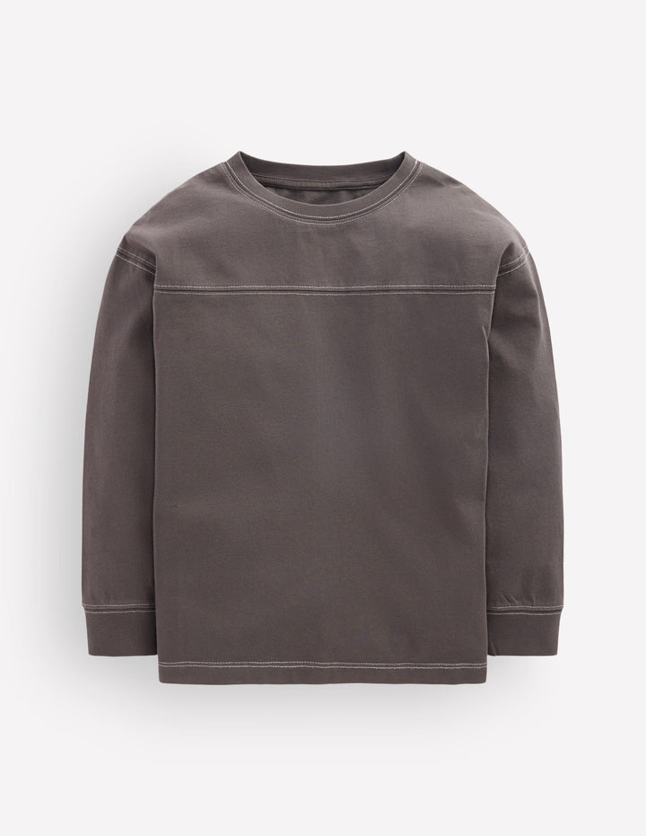 Relaxed Seam Detail T-shirt-Warm Brown