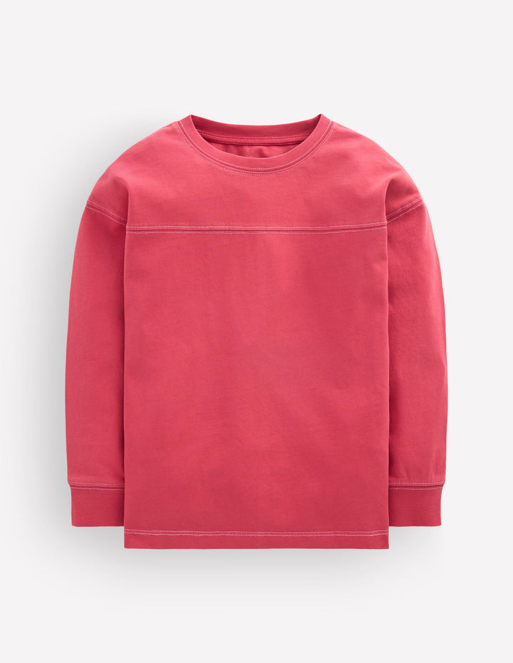 Relaxed Seam Detail T-shirt-Winter Blush