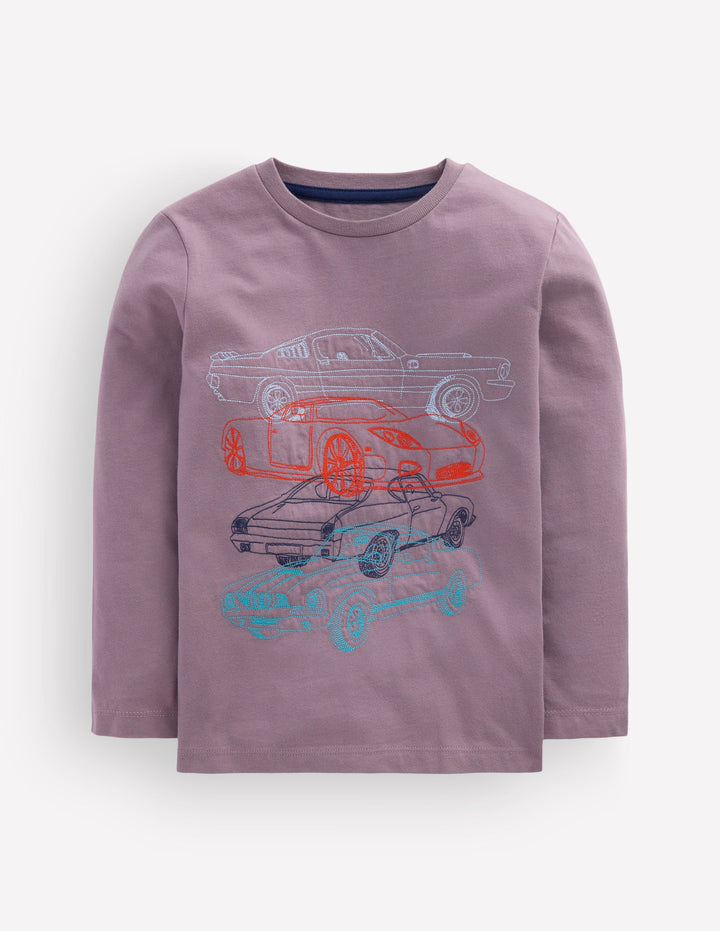 Stacking Superstitch T-shirt-GREY RIDGE COOL CARS