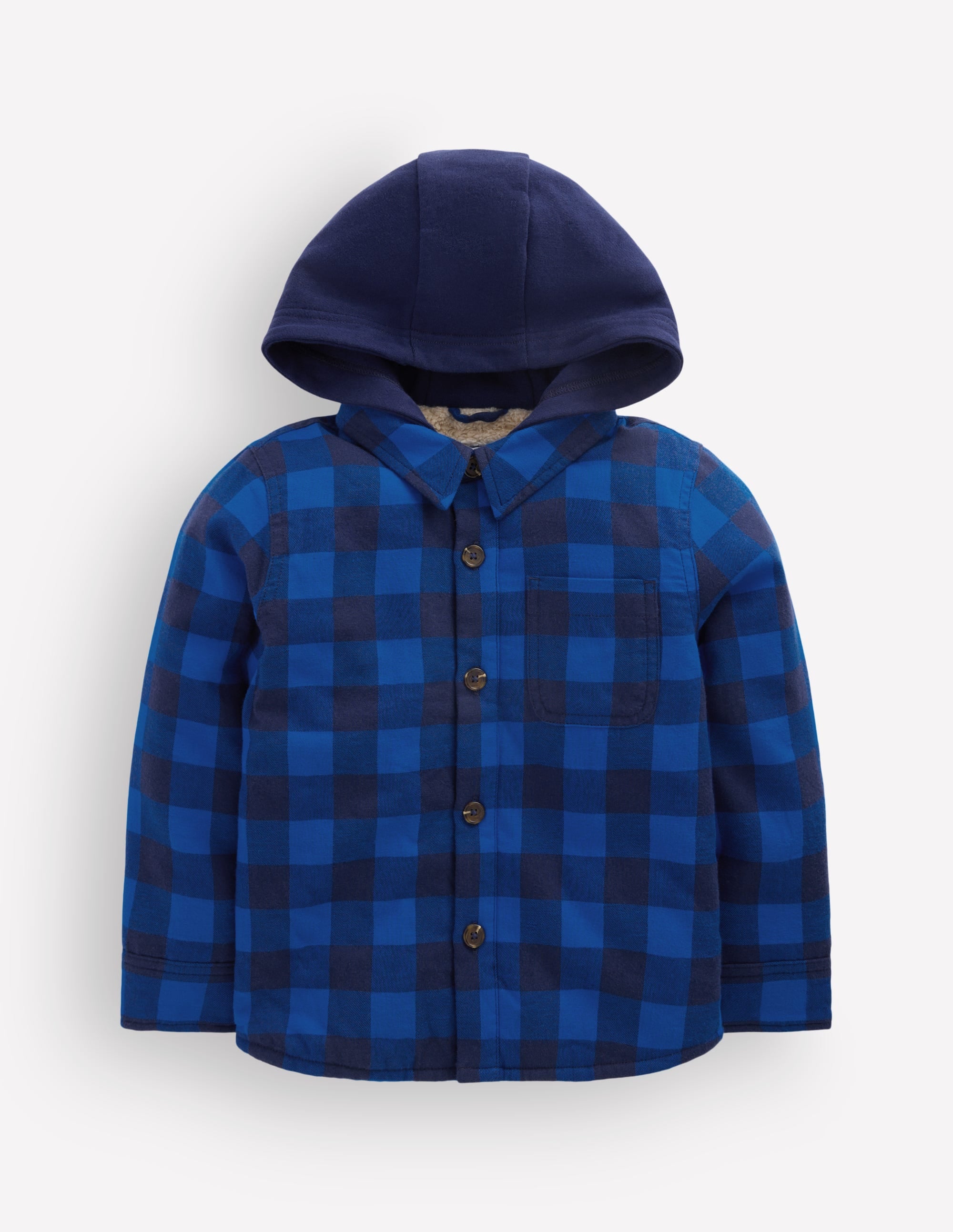 Borg Lined Hooded Shirt-Surf The Web/Navy - Image 1