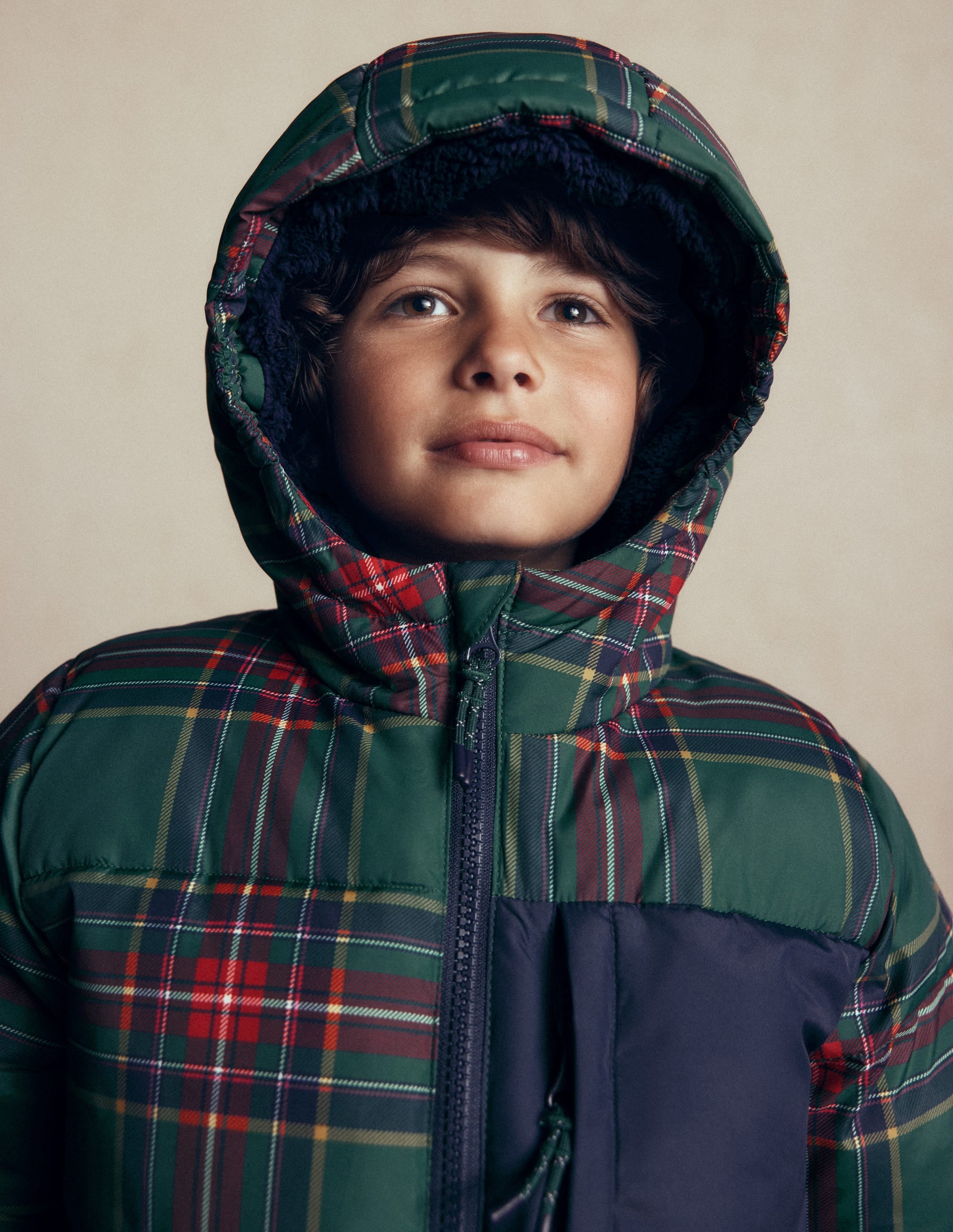 Fun Padded Coat-Green Check - Image 3