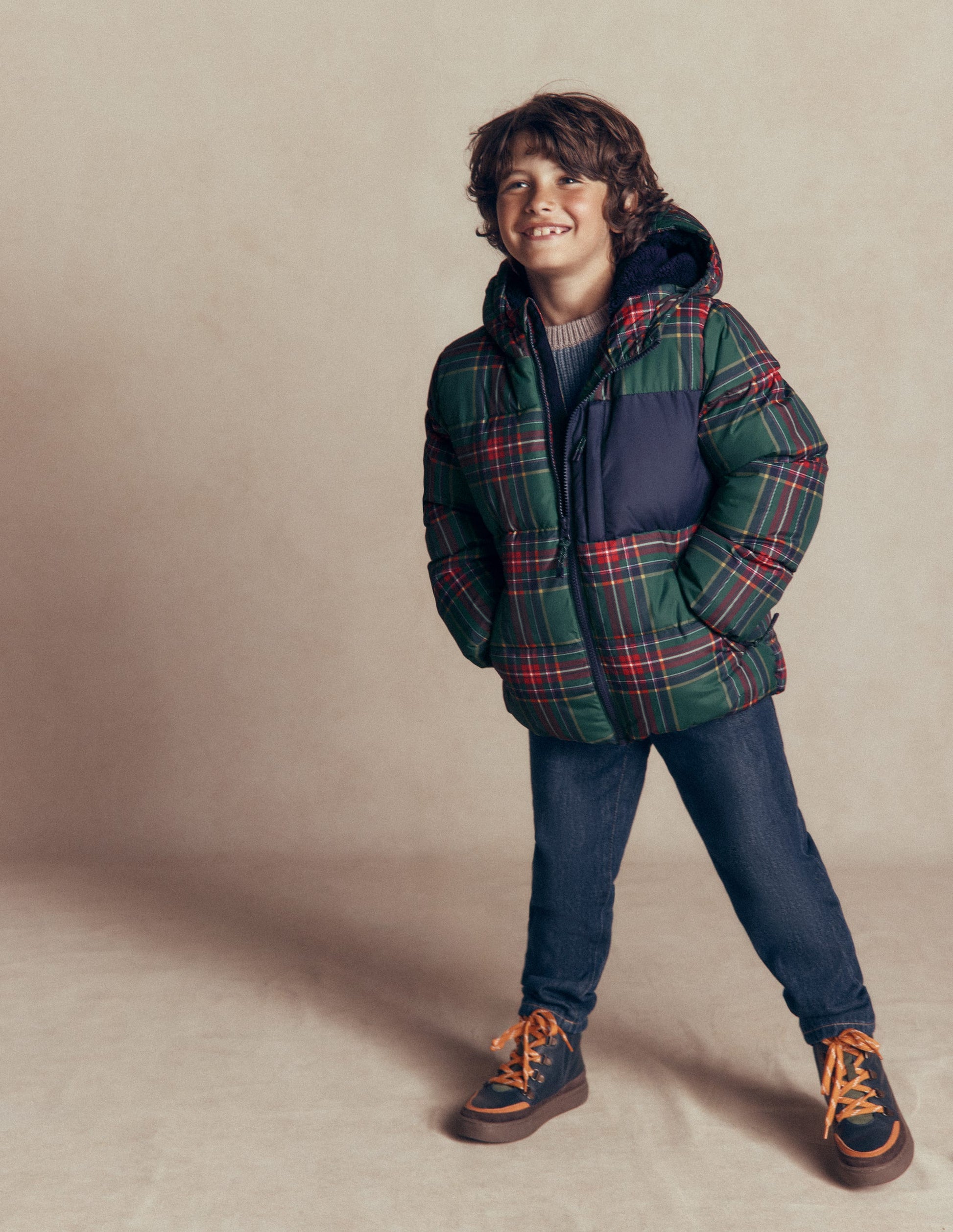Fun Padded Coat-Green Check-4