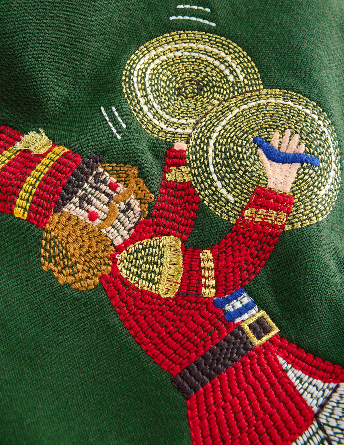 Festive Applique sweatshirt-Green Nutcracker Marching Band - Image 3