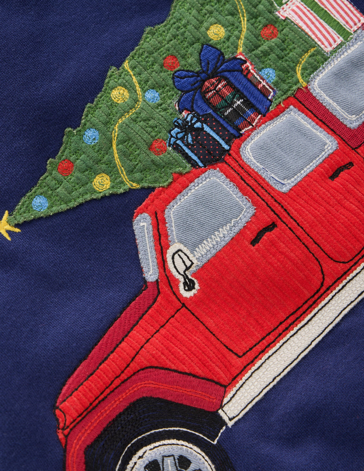 Applique sweatshirt-College Navy, Christmas Car - Image 3