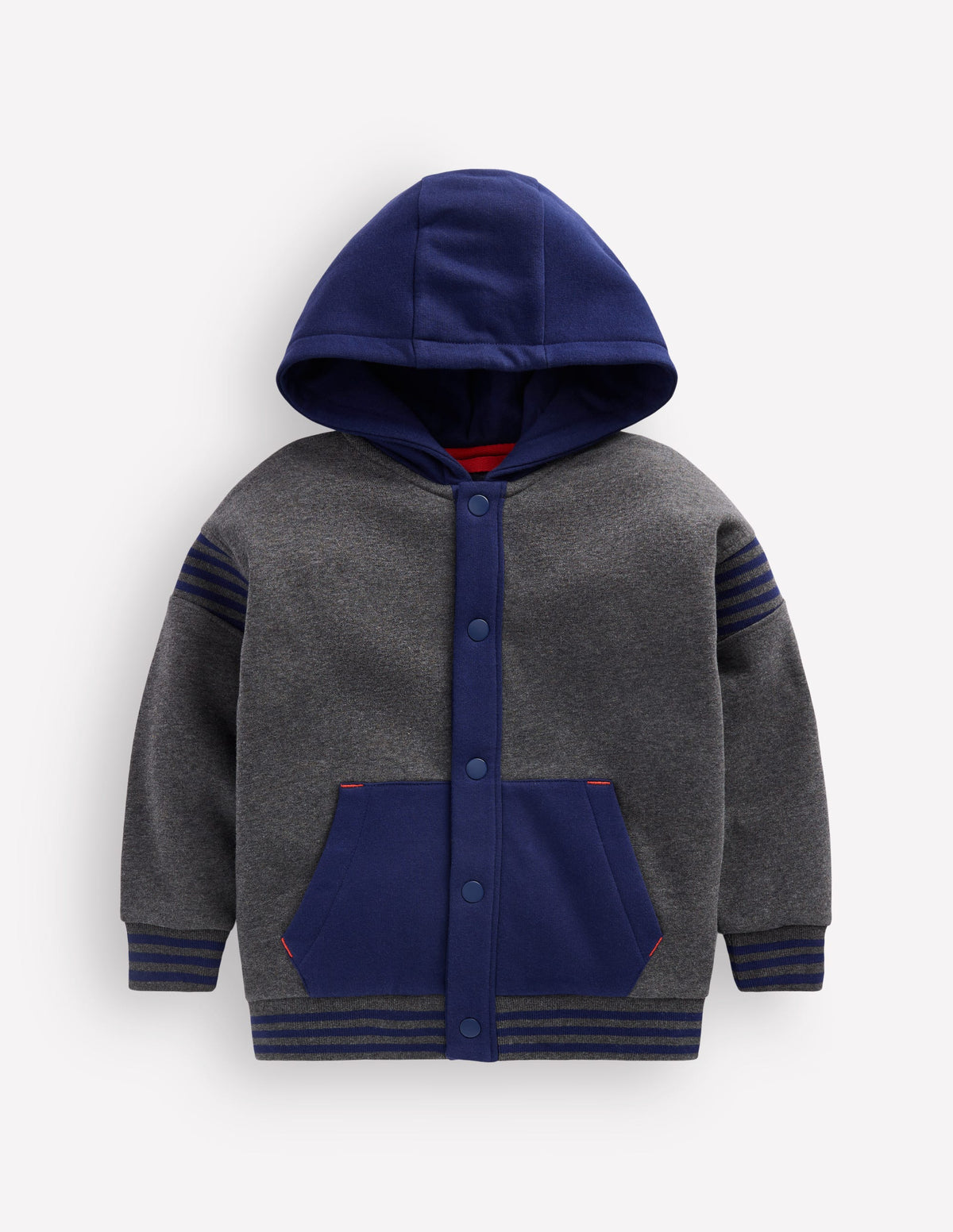 Colourblock Hoodie-Charcoal Marl - Image 1