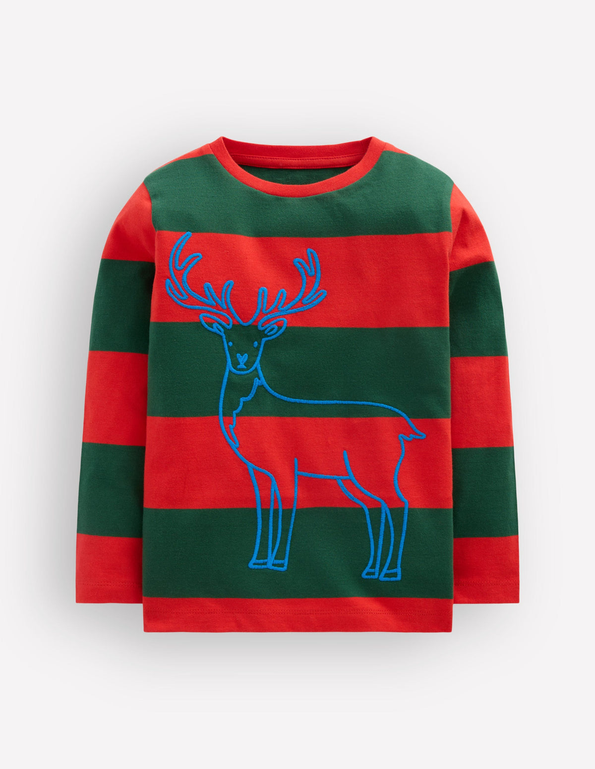 Striped Stitch Detail T-Shirt-Reindeer-1