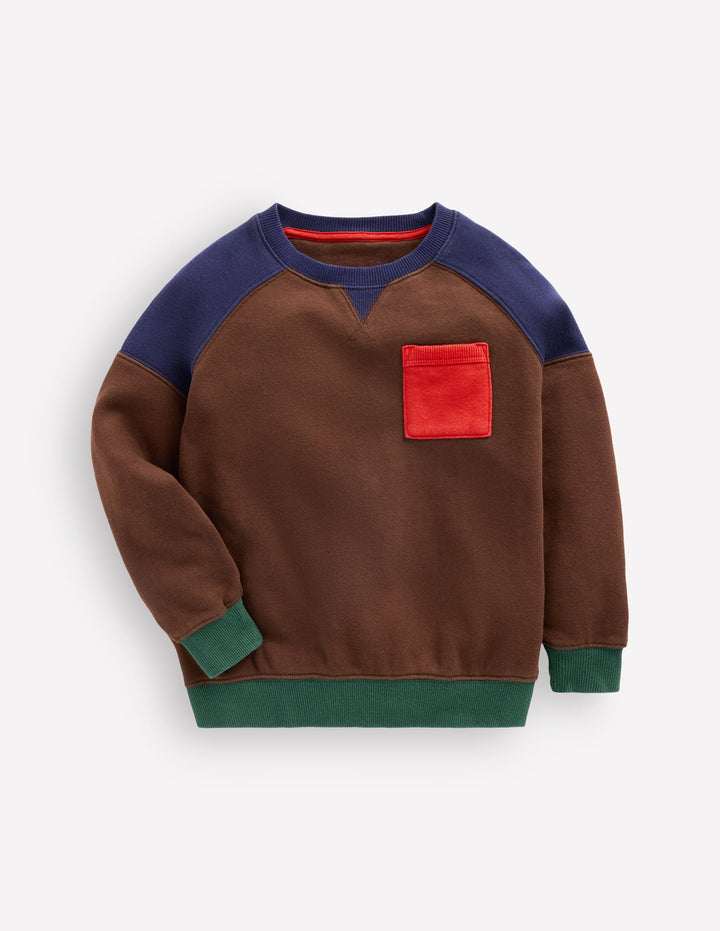 Colourblock Raglan-Raw Umber Colourblock