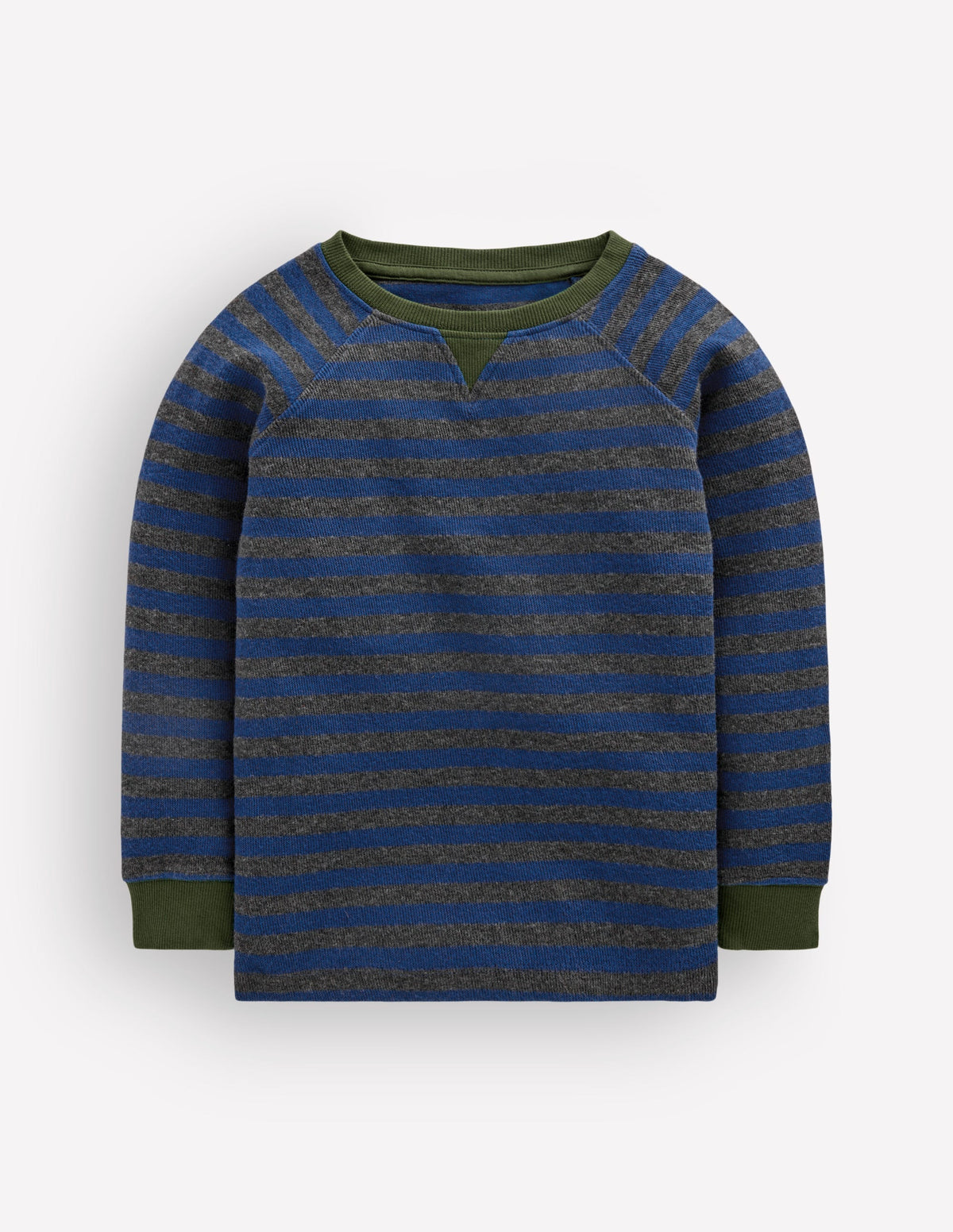 Cosy Textured Stripe T-shirt-Denim Blue / Charcoal Marl - Image 1