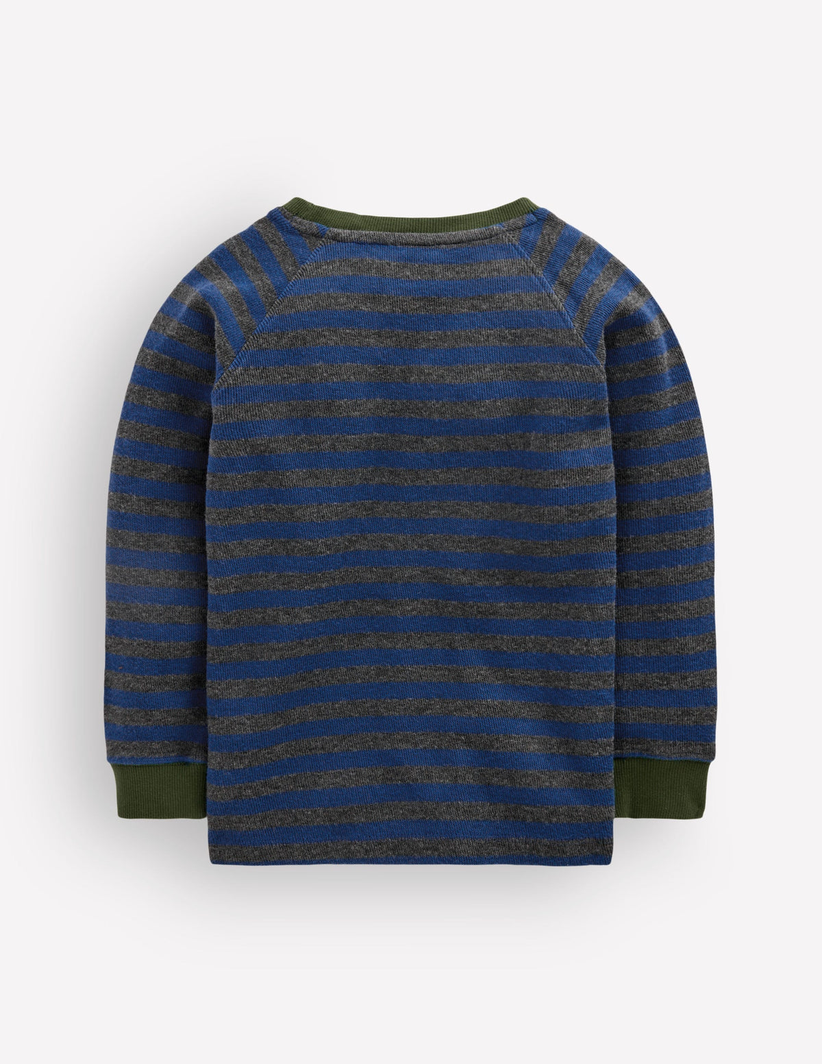 Cosy Textured Stripe T-shirt-Denim Blue / Charcoal Marl-2