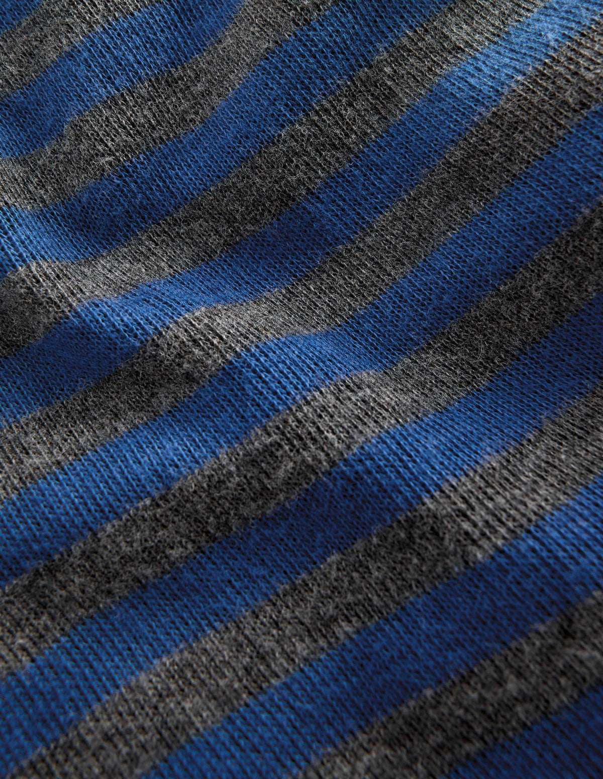 Cosy Textured Stripe T-shirt-Denim Blue / Charcoal Marl-3