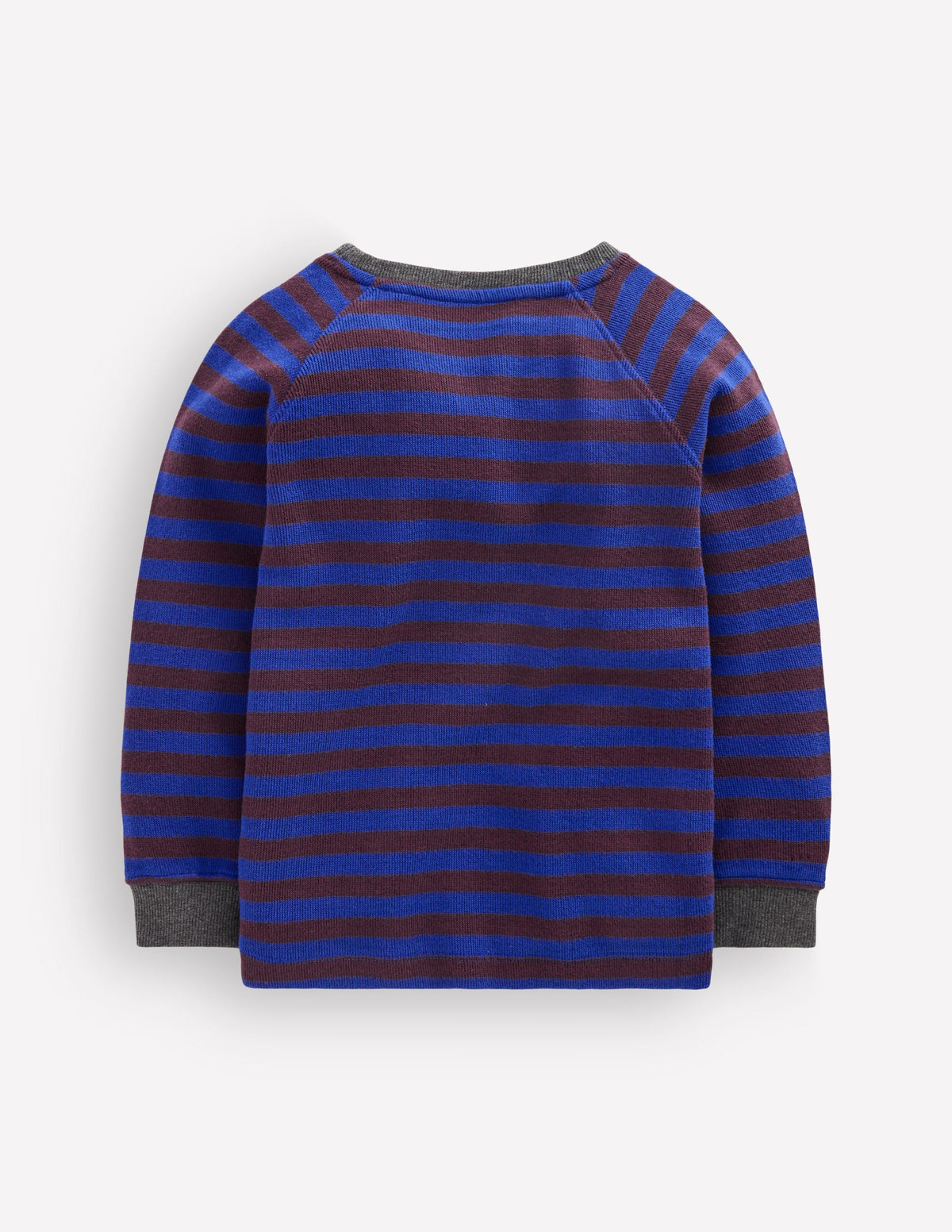 Cosy Textured Stripe T-shirt-Bright Blue / Chocolate Brown-2