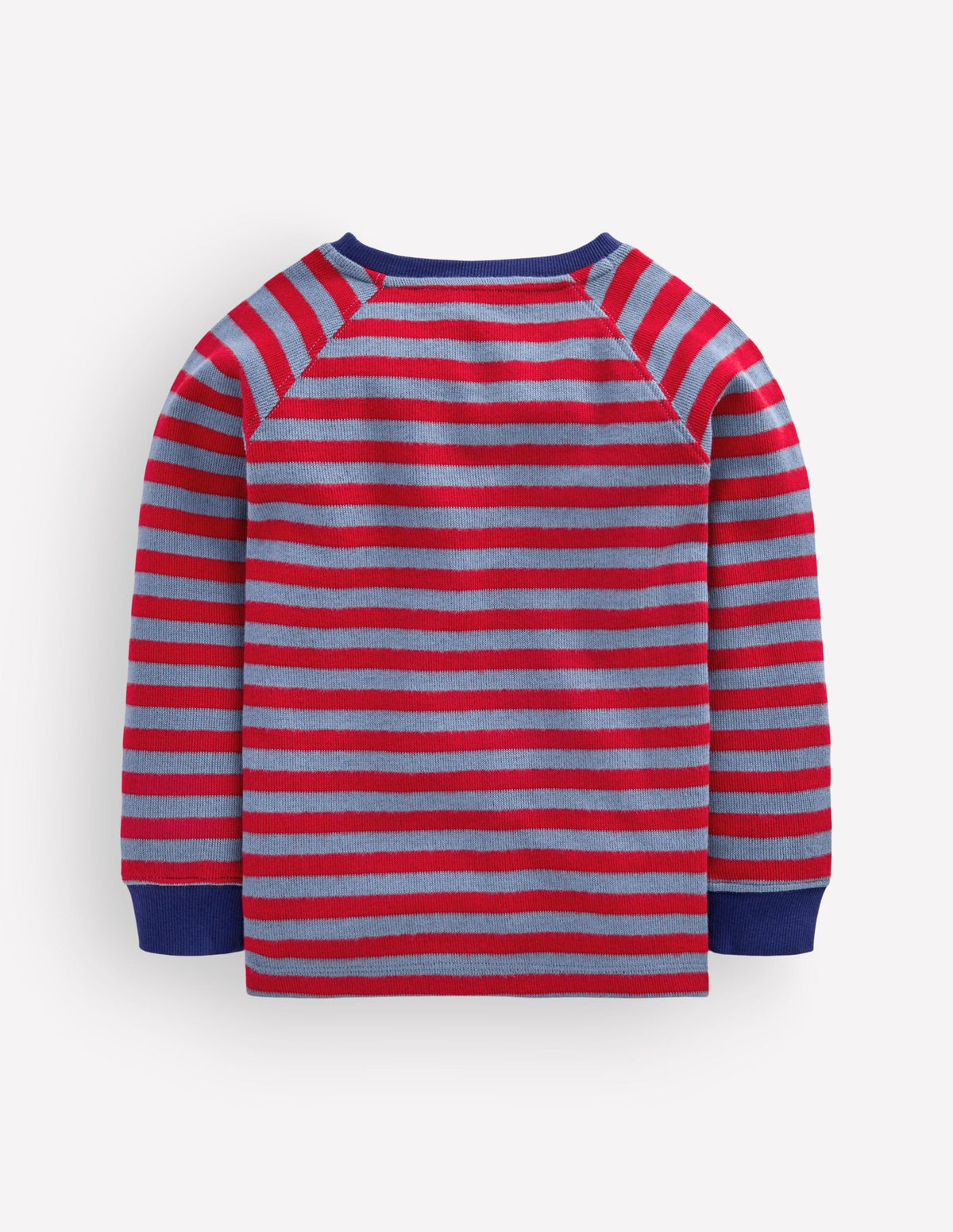 Cosy Textured Stripe T-shirt-French Denim / Gemstone Red - Image 2