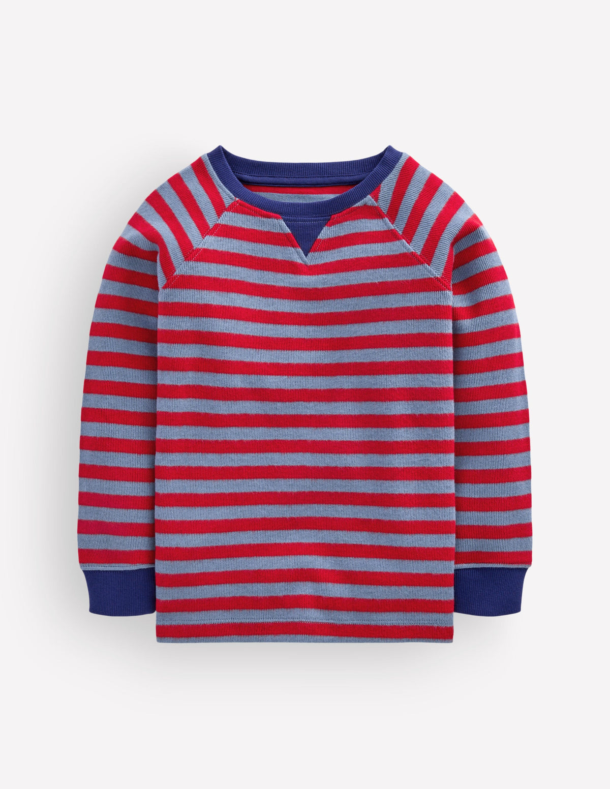 Cosy Textured Stripe T-shirt-French Denim / Gemstone Red - Image 1