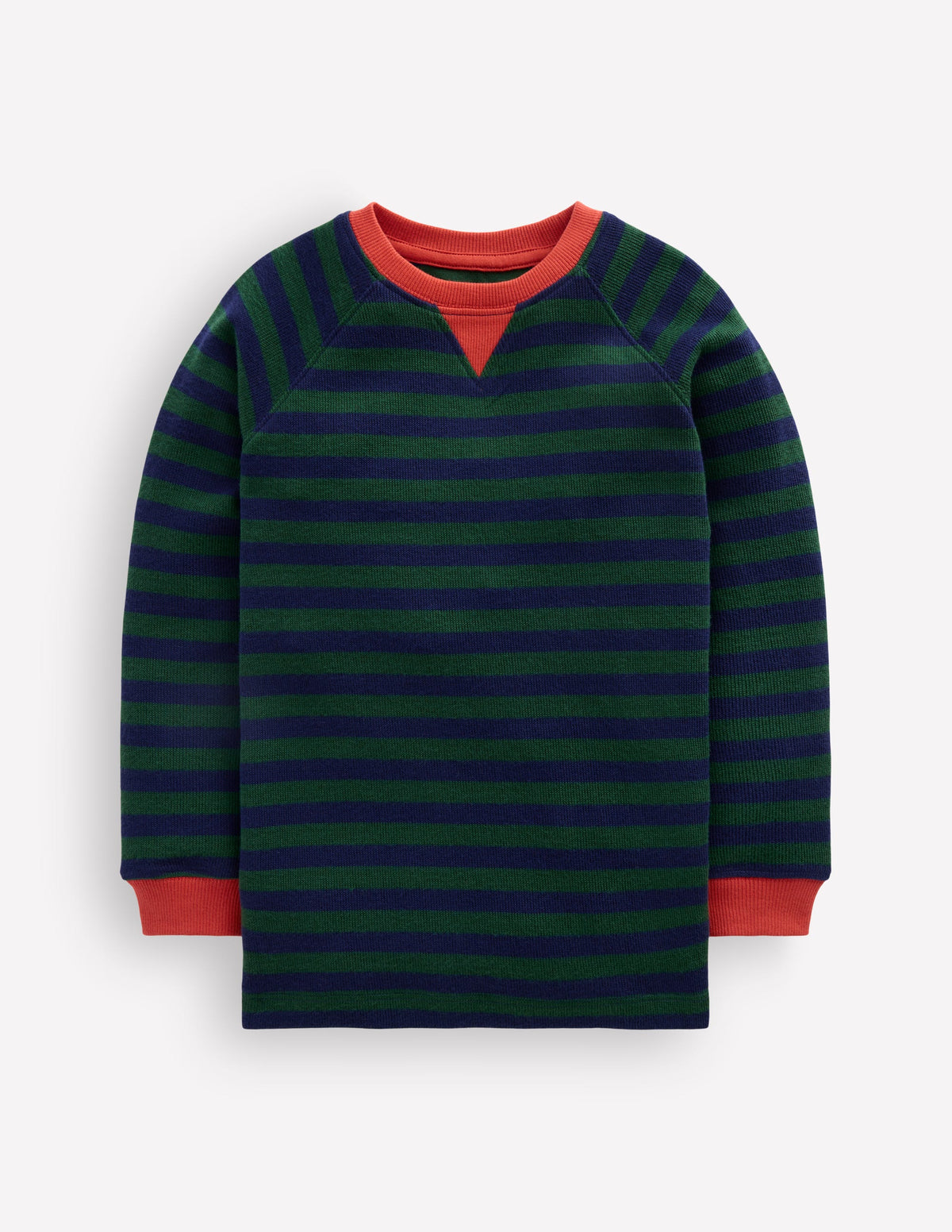Cosy Textured Stripe T-shirt-Forest Green / College Navy - Image 1