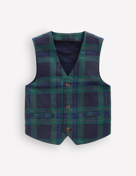 Check Waistcoat-Navy Check